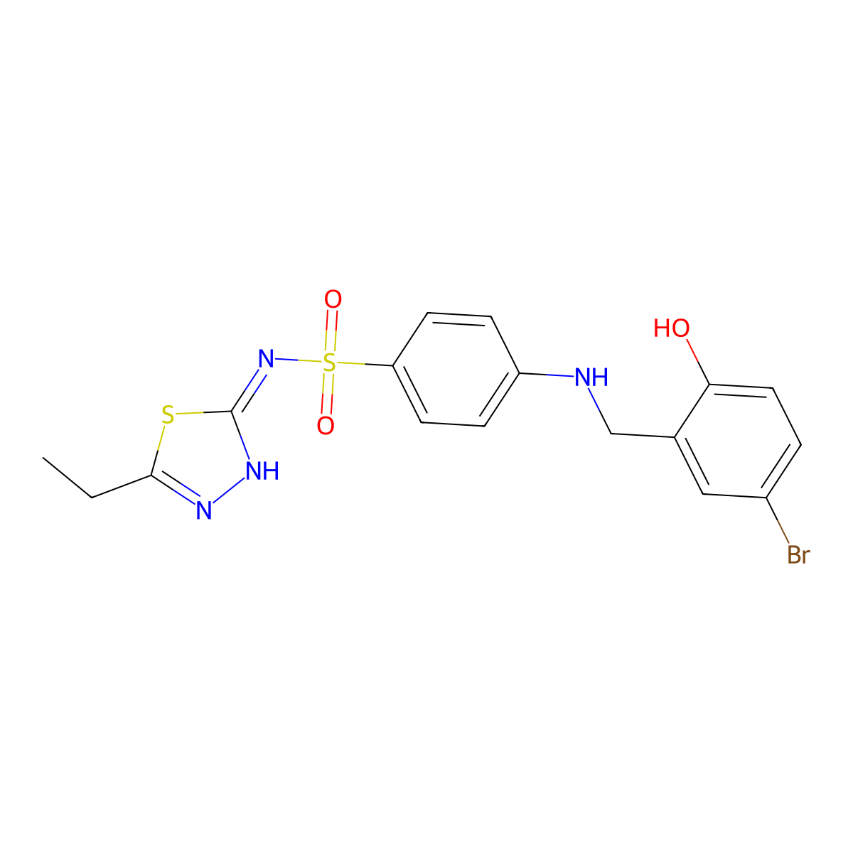 4-[(5-bromo-2-hydroxyphenyl)methylamino]-N-(5-ethyl-1,3,4-thiadiazol-2-yl)benzenesulfonamide molecular structure, CAS 672943-83-8
