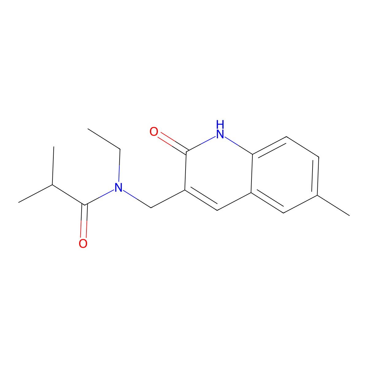 N-ethyl-2-methyl-N-[(6-methyl-2-oxo-1H-quinolin-3-yl)methyl]propanamide molecular structure, CAS 672943-97-4