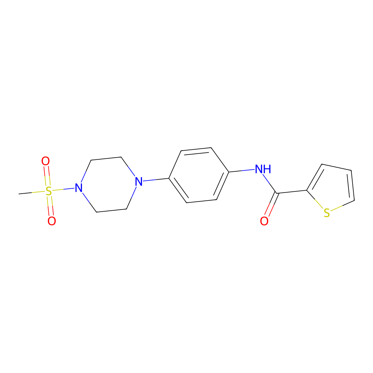 N-[4-(4-methylsulfonylpiperazin-1-yl)phenyl]thiophene-2-carboxamide molecular structure, CAS 672944-11-5