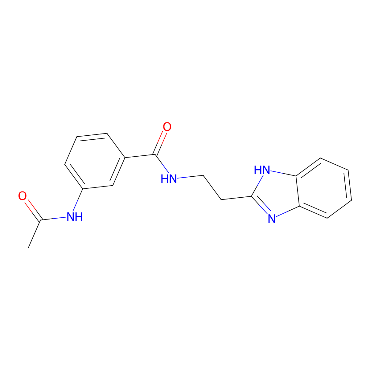 3-acetamido-N-[2-(1H-benzimidazol-2-yl)ethyl]benzamide molecular structure, CAS 672944-38-6