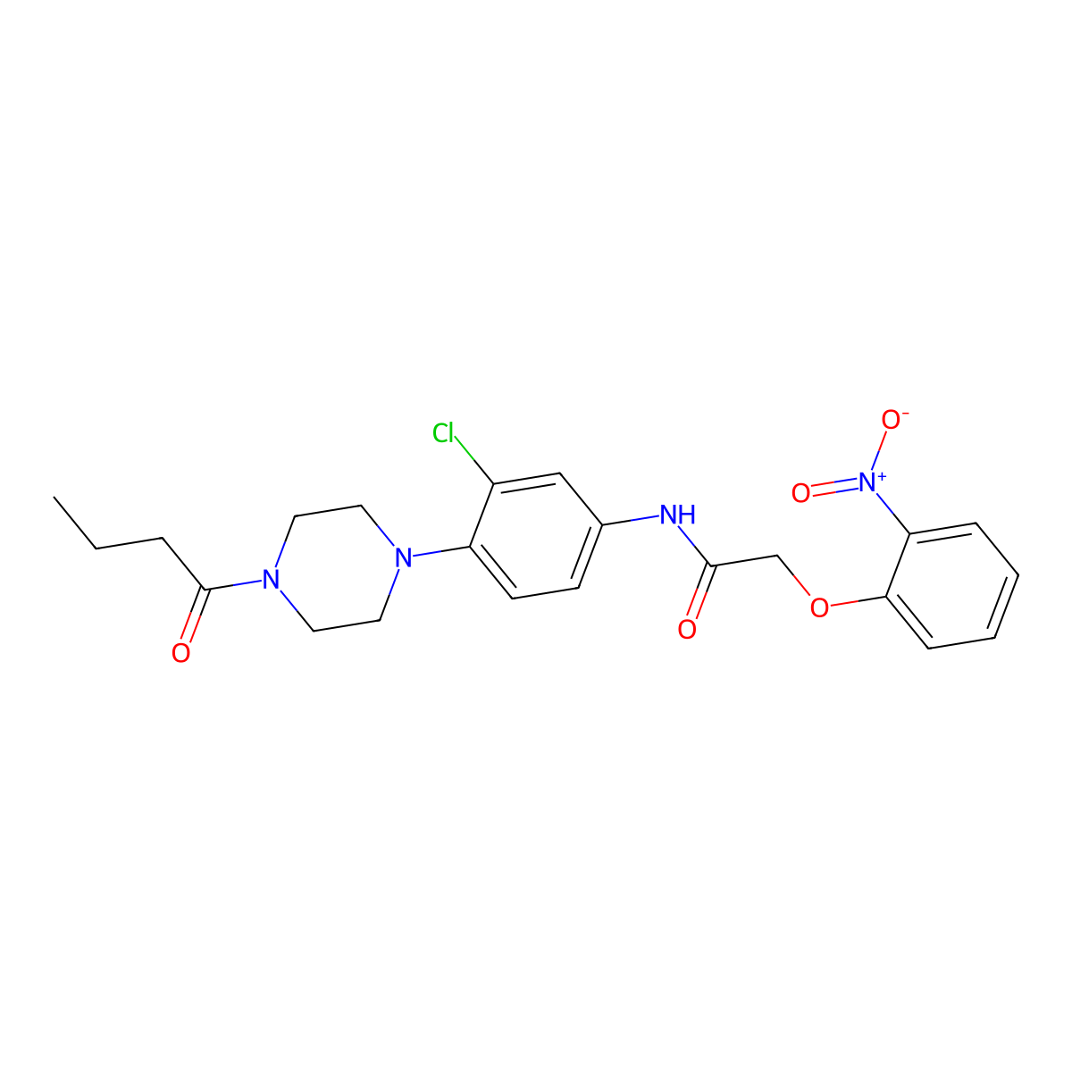N-[4-(4-butanoylpiperazin-1-yl)-3-chlorophenyl]-2-(2-nitrophenoxy)acetamide molecular structure, CAS 672944-43-3