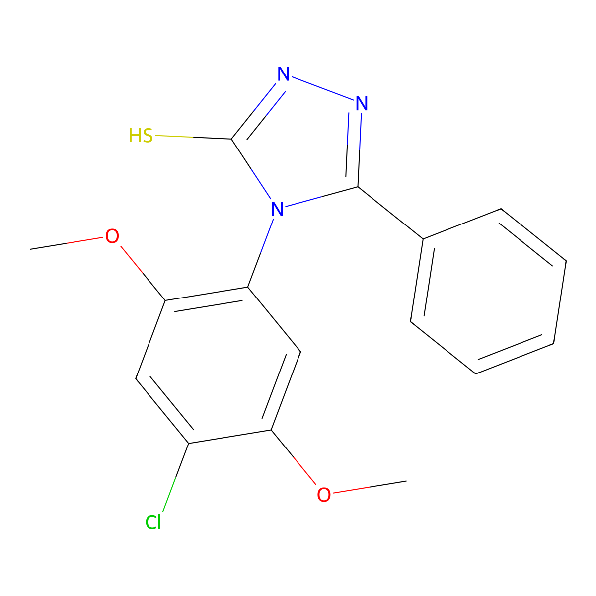 4-(4-chloro-2,5-dimethoxyphenyl)-5-phenyl-4H-1,2,4-triazole-3-thiol molecular structure, CAS 672944-52-4