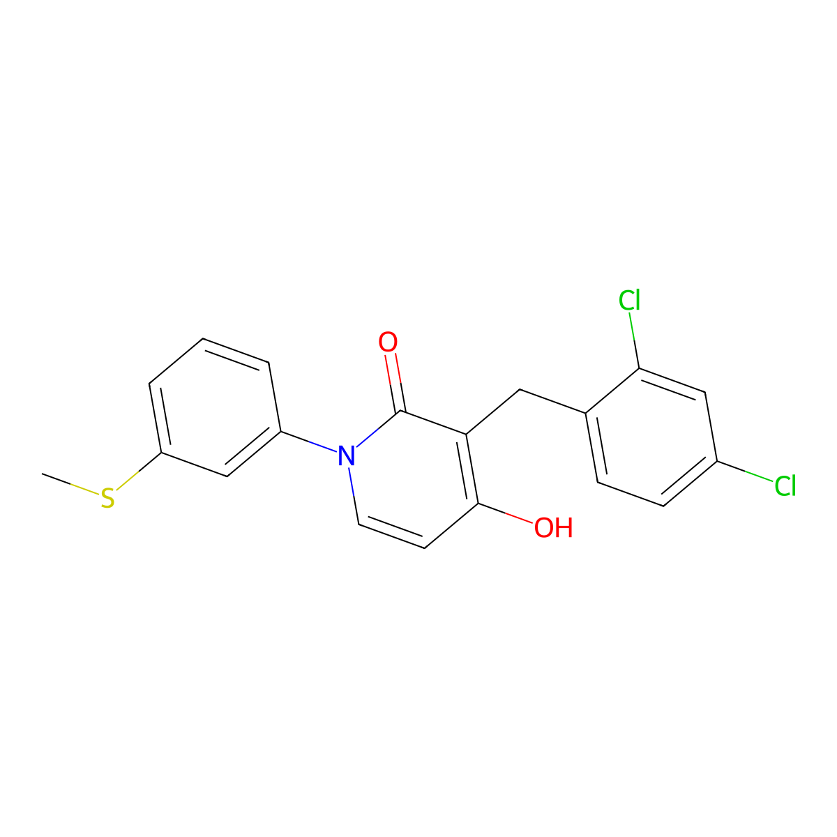 3-(2,4-dichlorobenzyl)-4-hydroxy-1-[3-(methylsulfanyl)phenyl]-2(1H)-pyridinone molecular structure, CAS 672949-08-5
