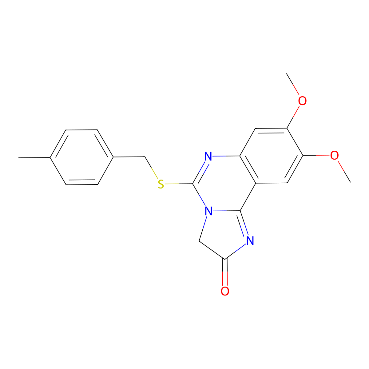 8,9-dimethoxy-5-[(4-methylbenzyl)sulfanyl]imidazo[1,2-c]quinazolin-2(3H)-one molecular structure, CAS 672949-21-2