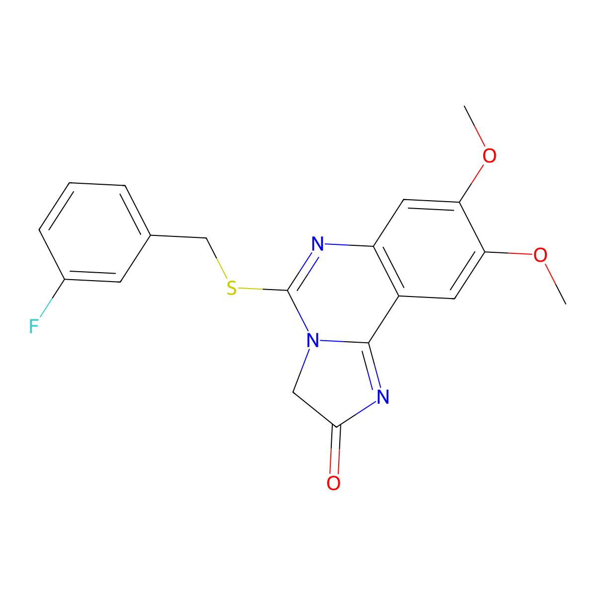 5-[(3-fluorobenzyl)sulfanyl]-8,9-dimethoxyimidazo[1,2-c]quinazolin-2(3H)-one molecular structure, CAS 672949-23-4