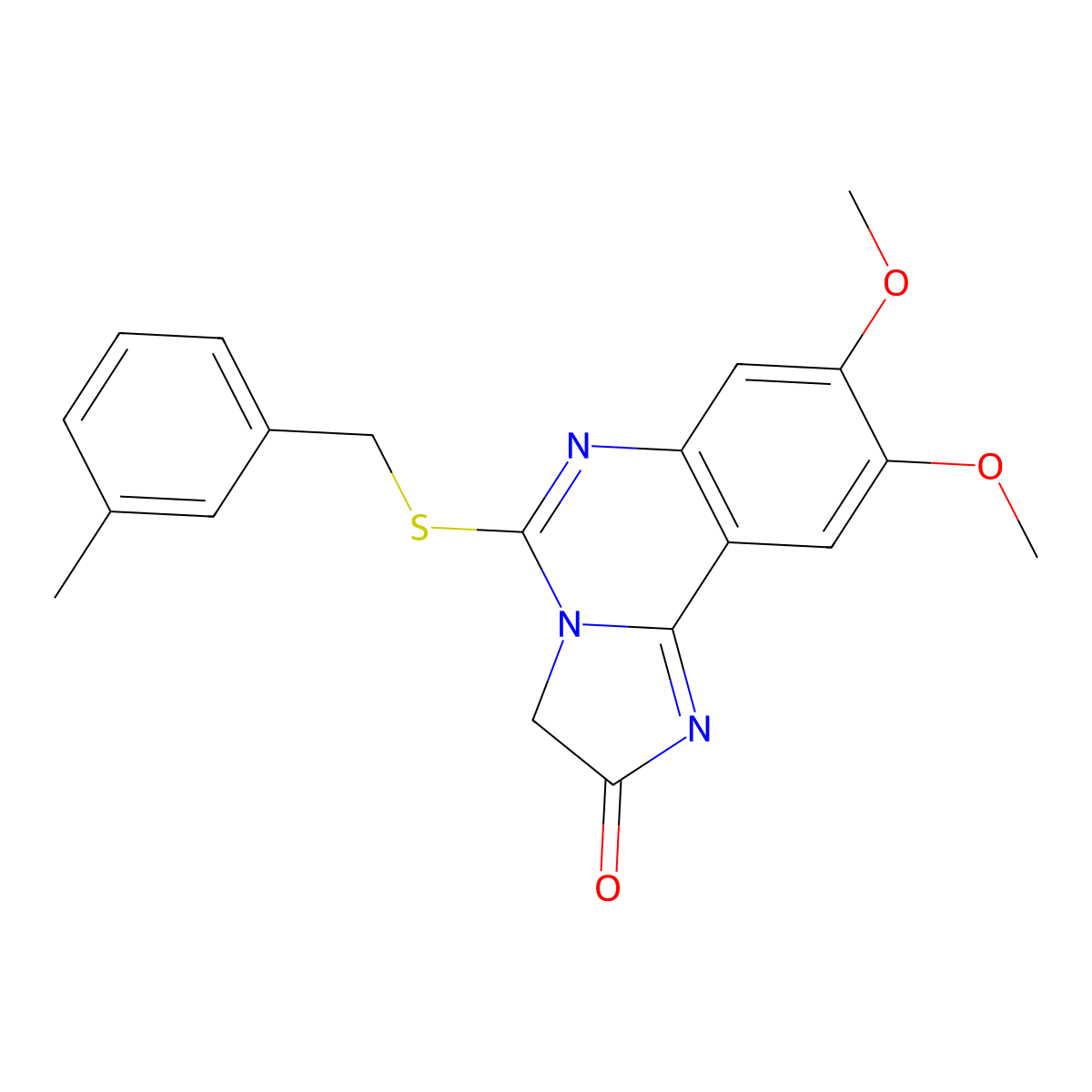 8,9-dimethoxy-5-[(3-methylbenzyl)sulfanyl]imidazo[1,2-c]quinazolin-2(3H)-one molecular structure, CAS 672949-25-6