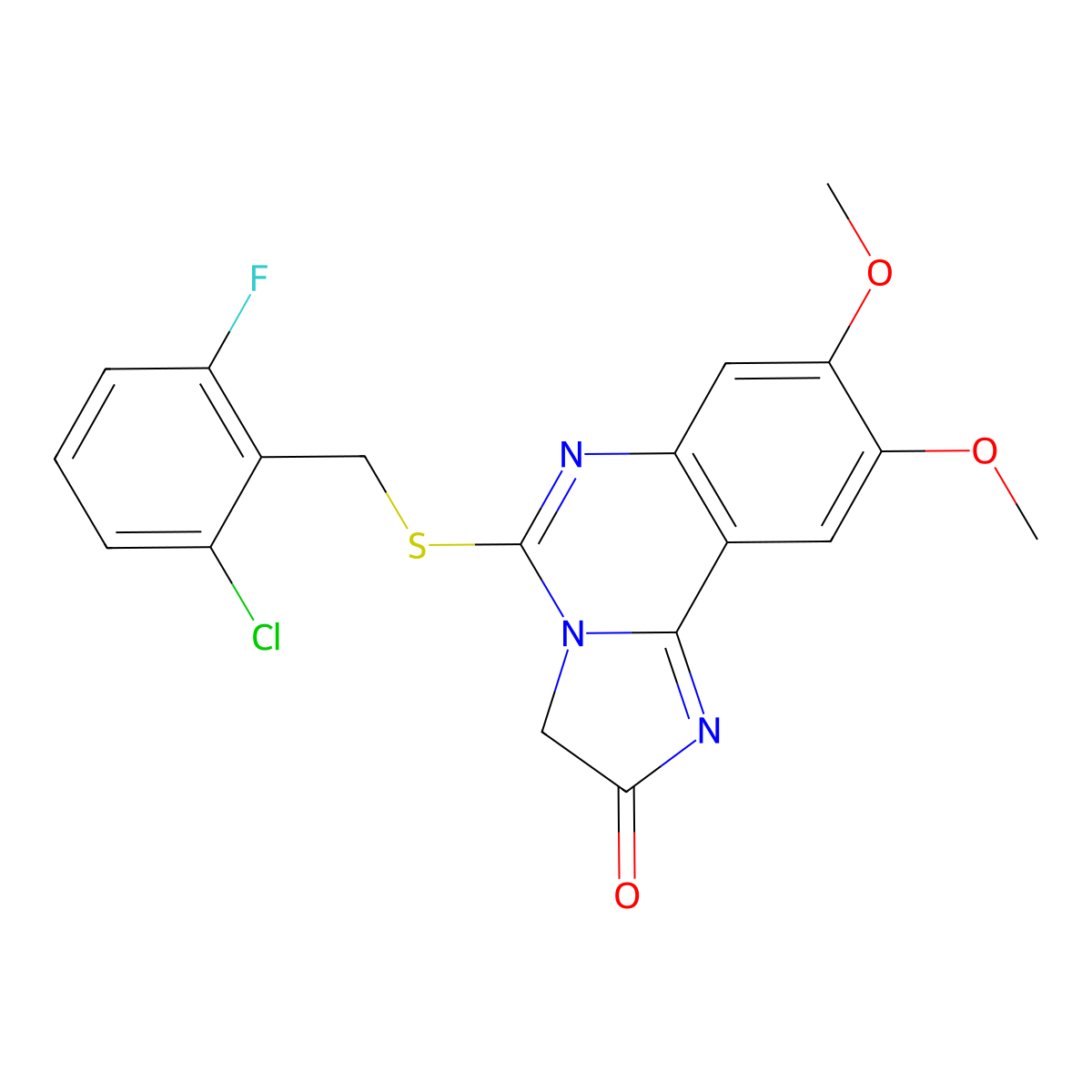 5-[(2-chloro-6-fluorobenzyl)sulfanyl]-8,9-dimethoxyimidazo[1,2-c]quinazolin-2(3H)-one molecular structure, CAS 672949-33-6