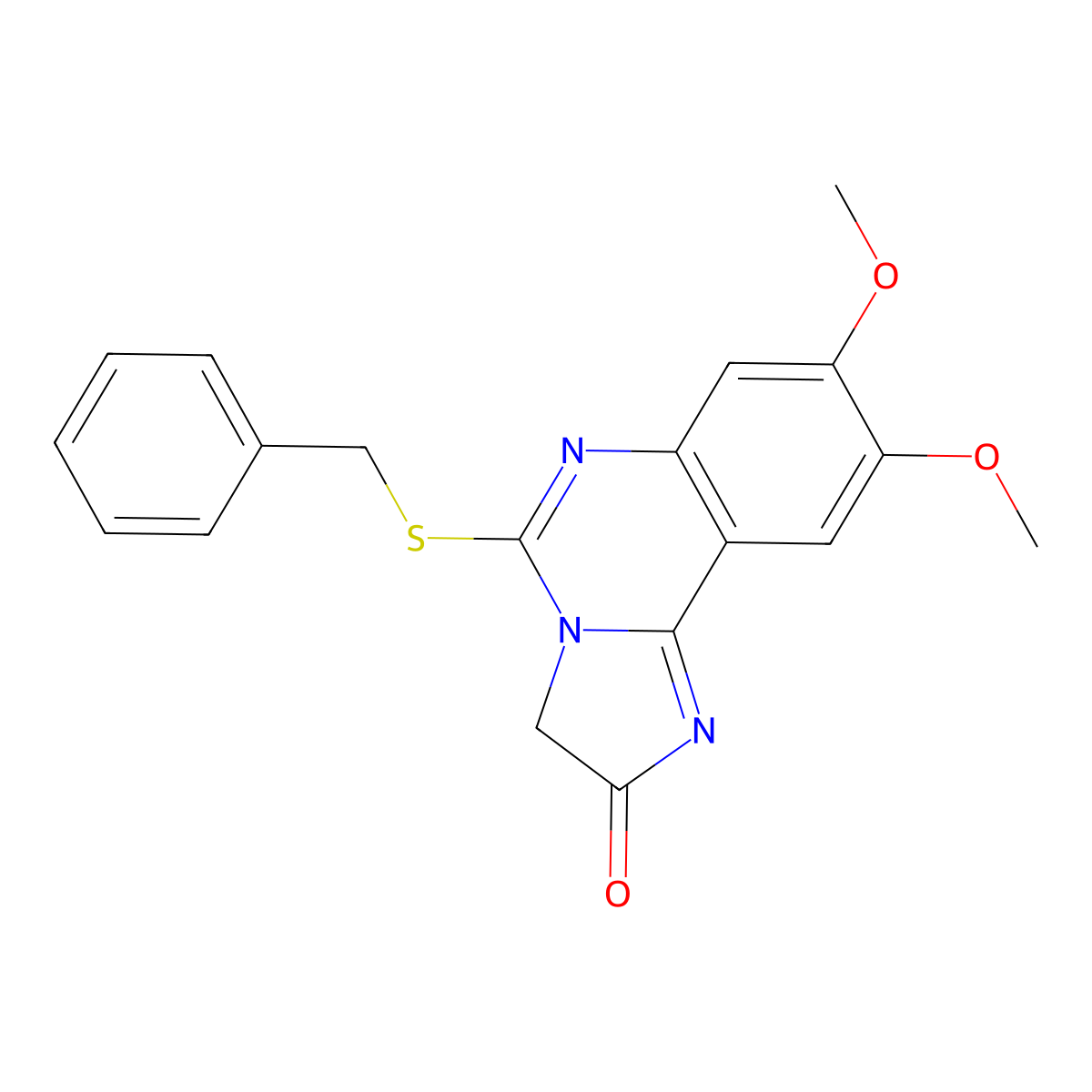 5-(benzylsulfanyl)-8,9-dimethoxyimidazo[1,2-c]quinazolin-2(3H)-one molecular structure, CAS 672949-35-8
