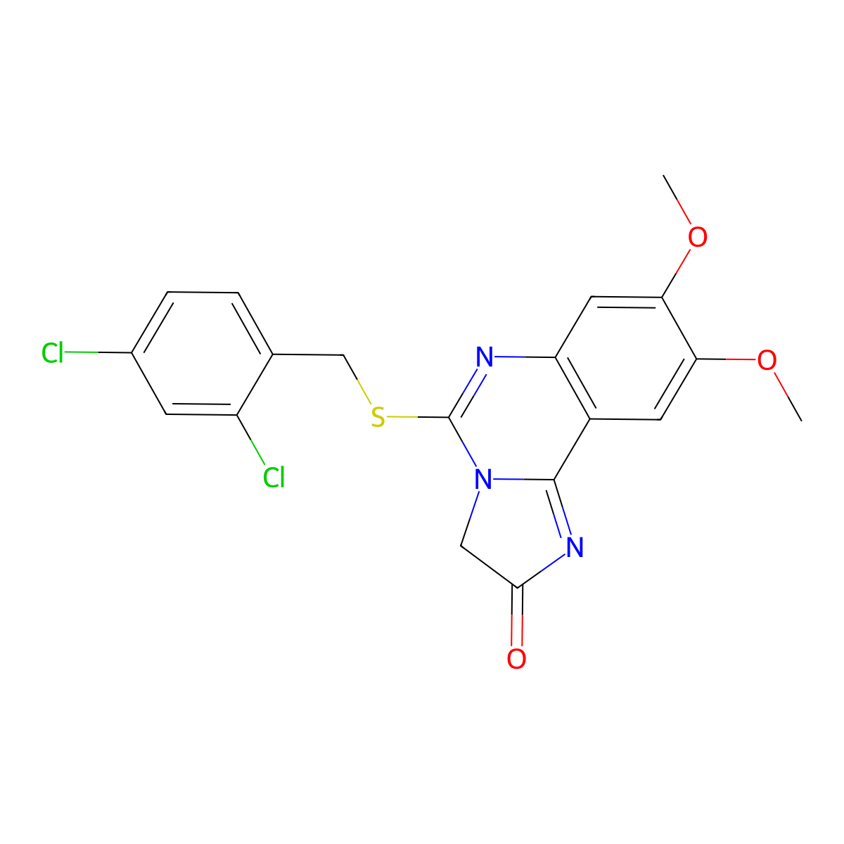 5-[(2,4-dichlorobenzyl)sulfanyl]-8,9-dimethoxyimidazo[1,2-c]quinazolin-2(3H)-one molecular structure, CAS 672949-37-0