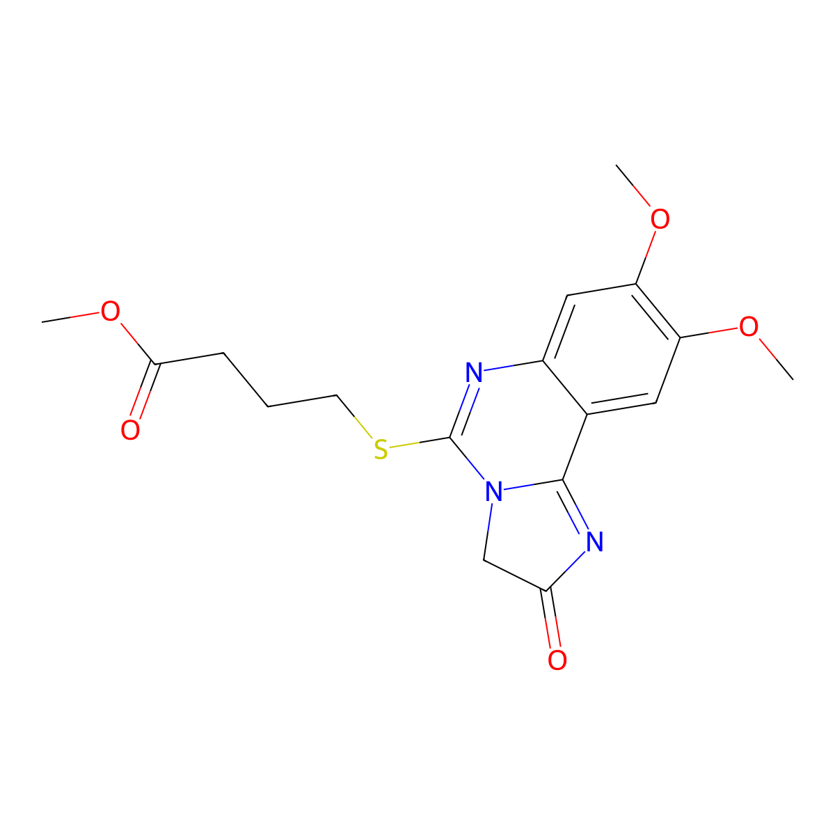 Methyl 4-[(8,9-dimethoxy-2-oxo-2,3-dihydroimidazo[1,2-c]quinazolin-5-yl)sulfanyl]butanoate molecular structure, CAS 672949-43-8