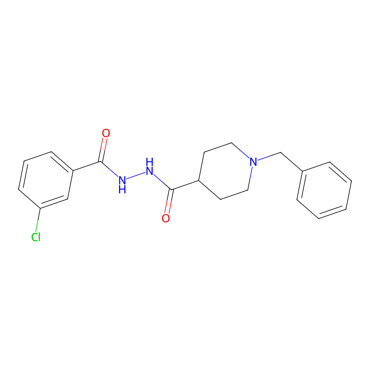N'-[(1-benzyl-4-piperidinyl)carbonyl]-3-chlorobenzenecarbohydrazide molecular structure, CAS 672949-67-6