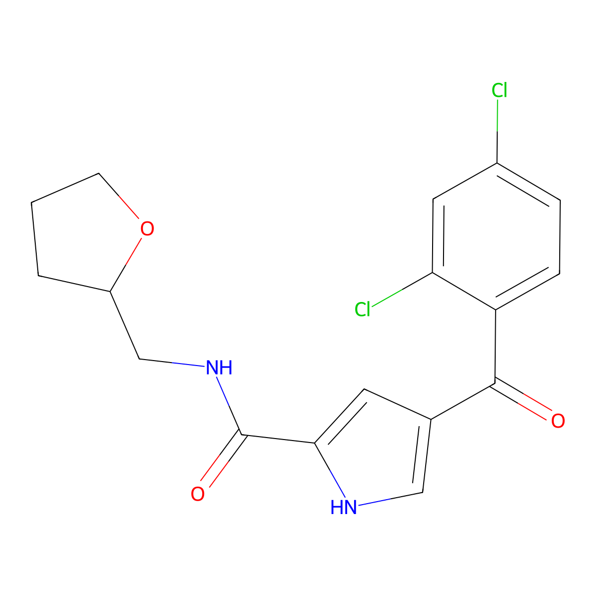 4-(2,4-dichlorobenzoyl)-N-(tetrahydro-2-furanylmethyl)-1H-pyrrole-2-carboxamide molecular structure, CAS 672949-69-8