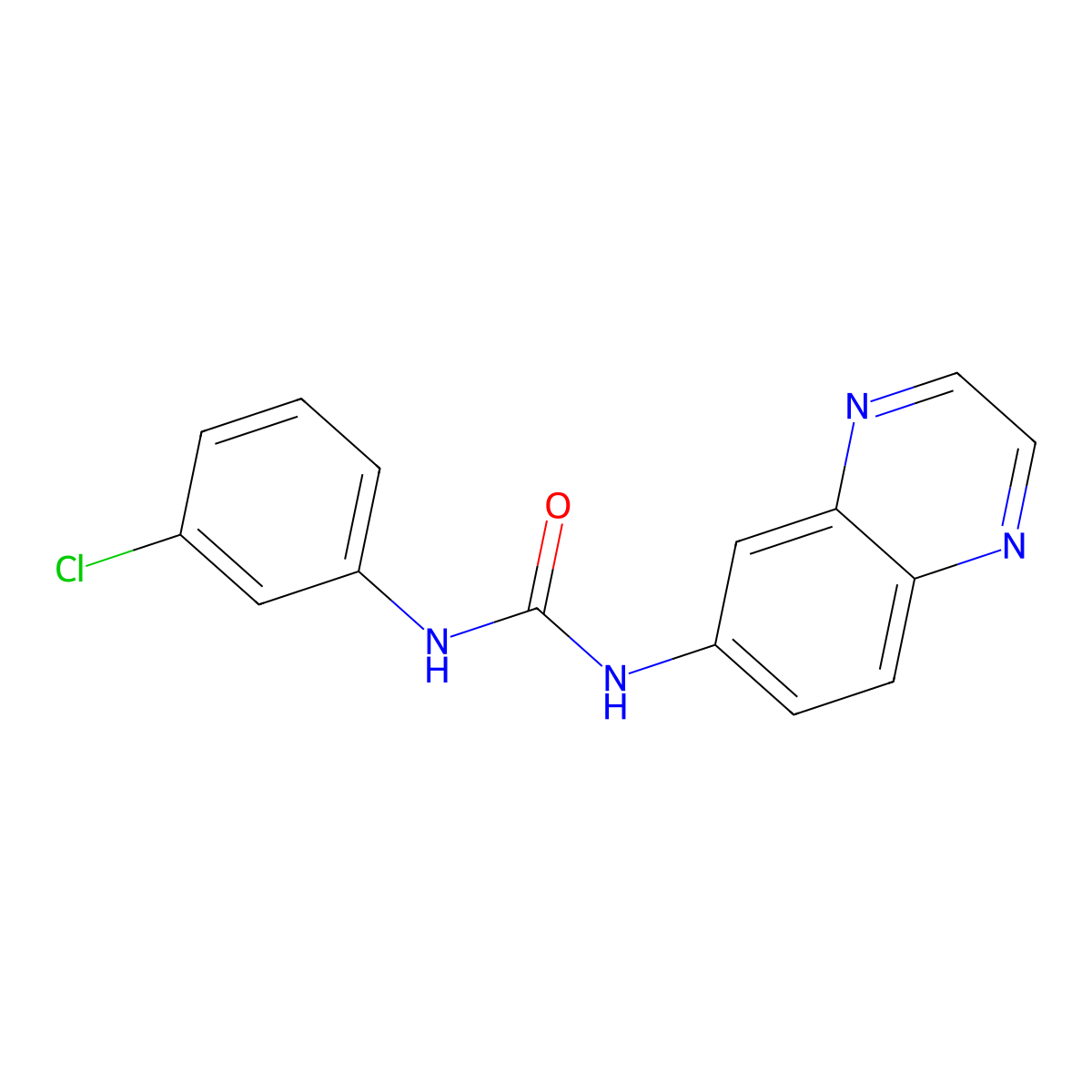 N-(3-chlorophenyl)-N'-(6-quinoxalinyl)urea molecular structure, CAS 672949-79-0