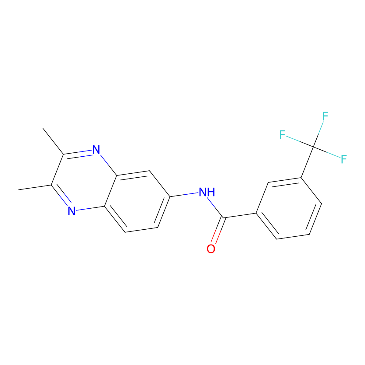 N-(2,3-dimethylquinoxalin-6-yl)-3-(trifluoromethyl)benzamide molecular structure, CAS 672949-87-0