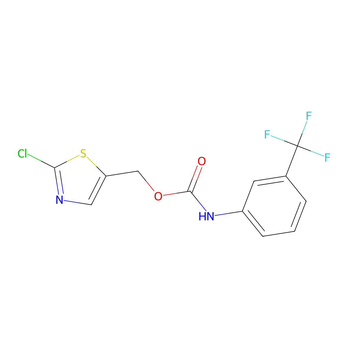 (2-chloro-1,3-thiazol-5-yl)methyl N-[3-(trifluoromethyl)phenyl]carbamate molecular structure, CAS 672949-93-8