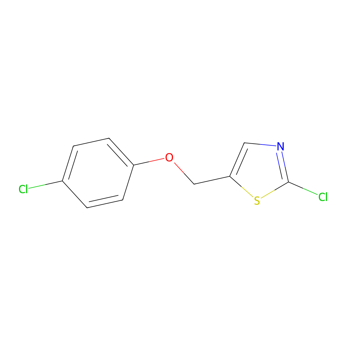 2-Chloro-5-[(4-chlorophenoxy)methyl]-1,3-thiazole molecular structure, CAS 672949-94-9