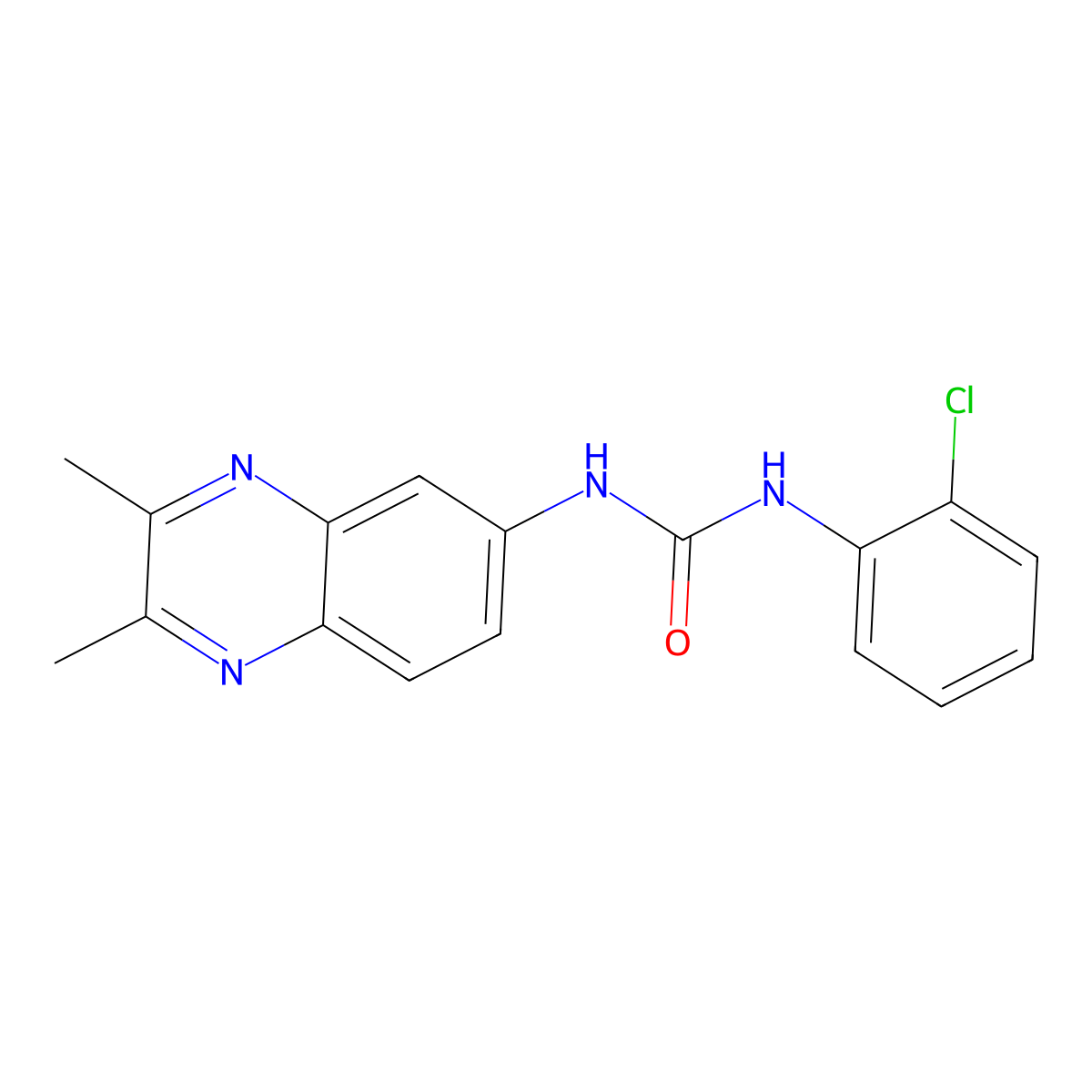 N-(2-chlorophenyl)-N'-(2,3-dimethyl-6-quinoxalinyl)urea molecular structure, CAS 672949-98-3
