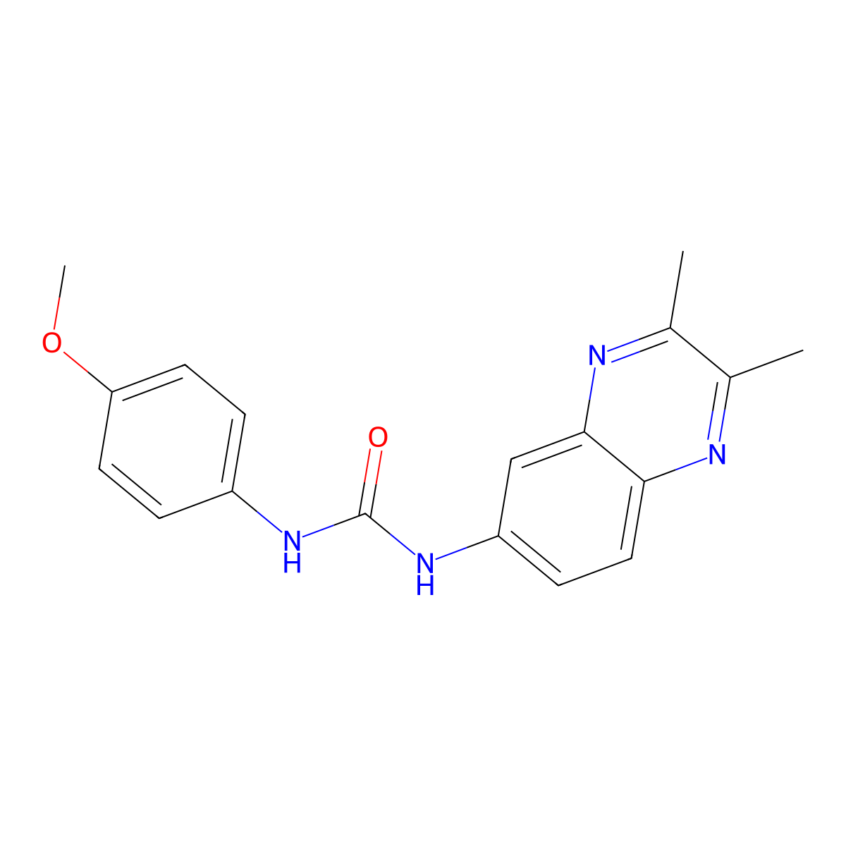 N-(2,3-dimethyl-6-quinoxalinyl)-N'-(4-methoxyphenyl)urea molecular structure, CAS 672949-99-4
