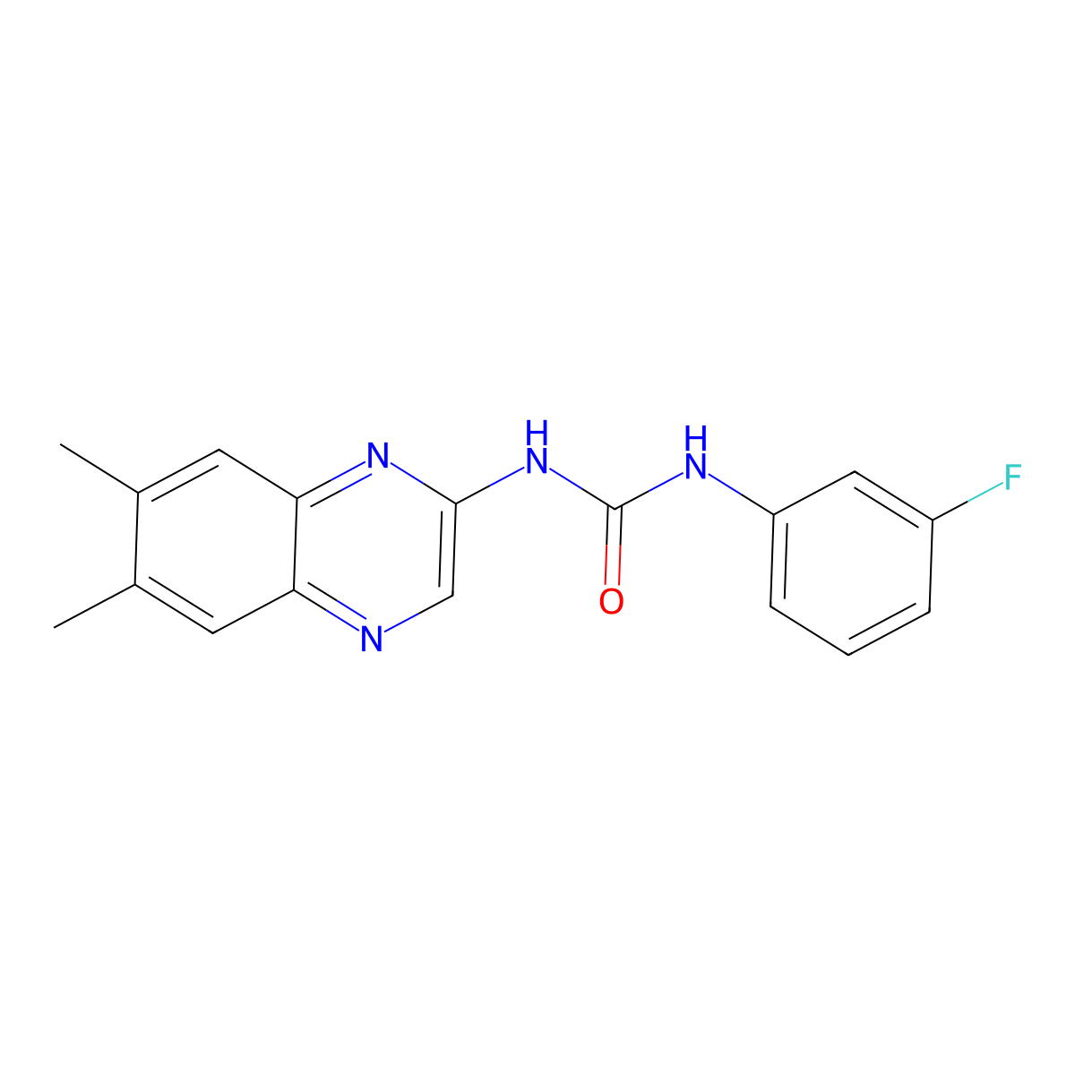 N-(6,7-dimethyl-2-quinoxalinyl)-N'-(3-fluorophenyl)urea molecular structure, CAS 672950-00-4