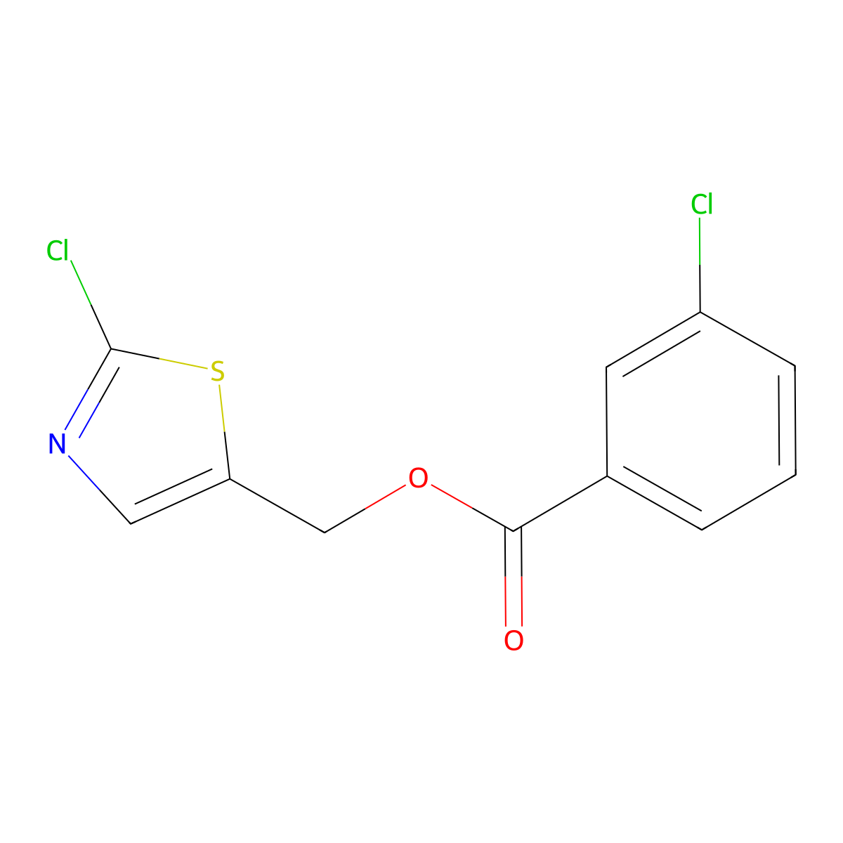 (2-Chloro-1,3-thiazol-5-yl)methyl 3-chlorobenzoate molecular structure, CAS 672950-01-5