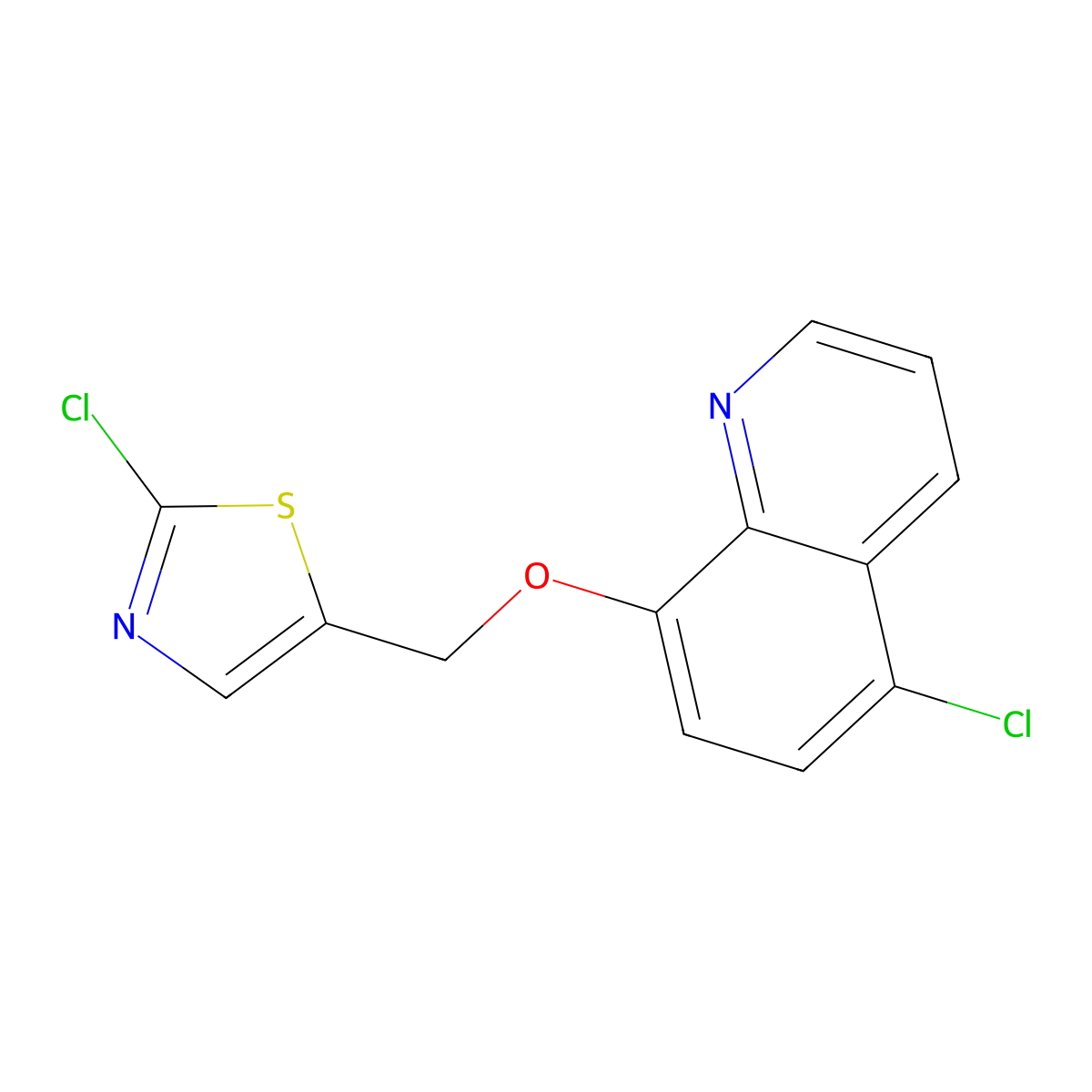 5-Chloro-8-[(2-chloro-1,3-thiazol-5-yl)methoxy]quinoline molecular structure, CAS 672950-05-9
