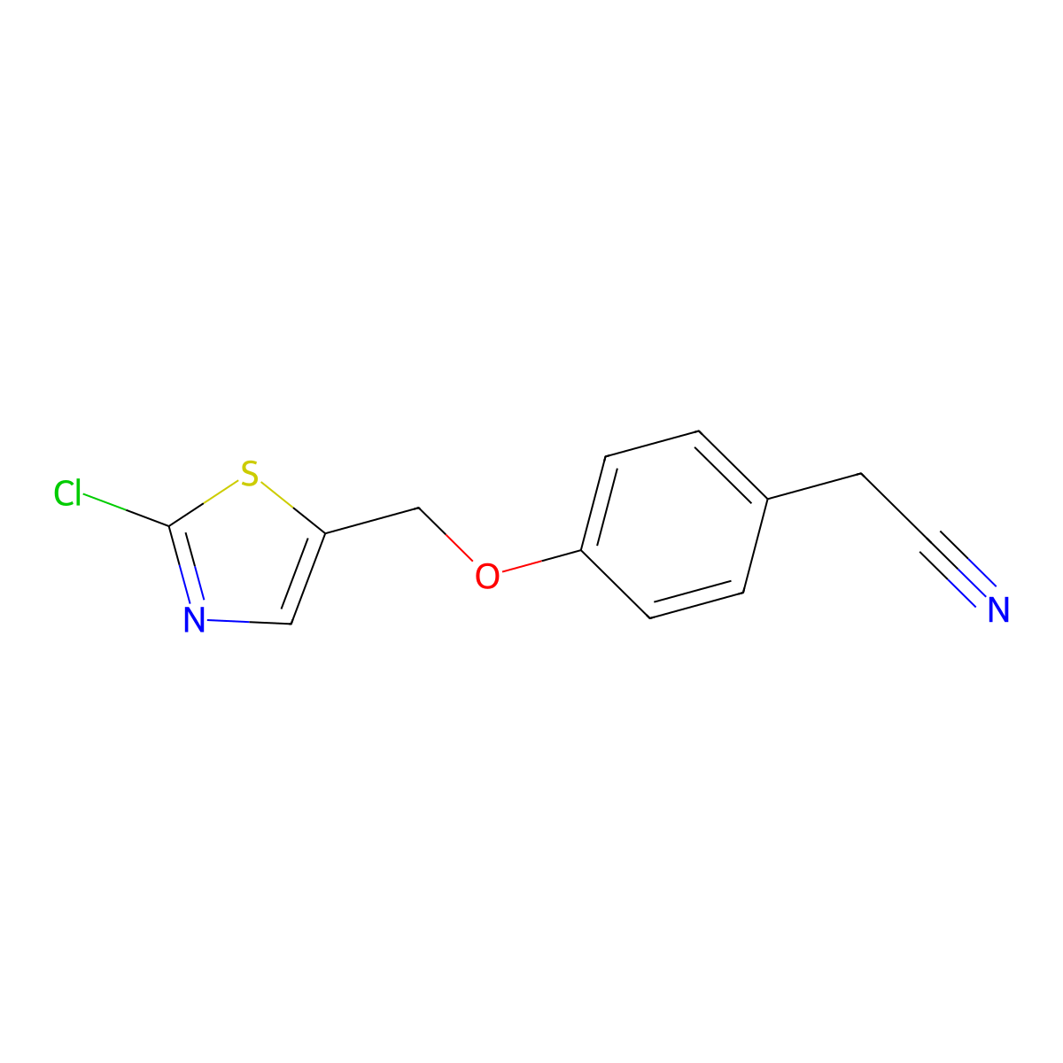 2-{4-[(2-Chloro-1,3-thiazol-5-yl)methoxy]phenyl}acetonitrile molecular structure, CAS 672950-06-0
