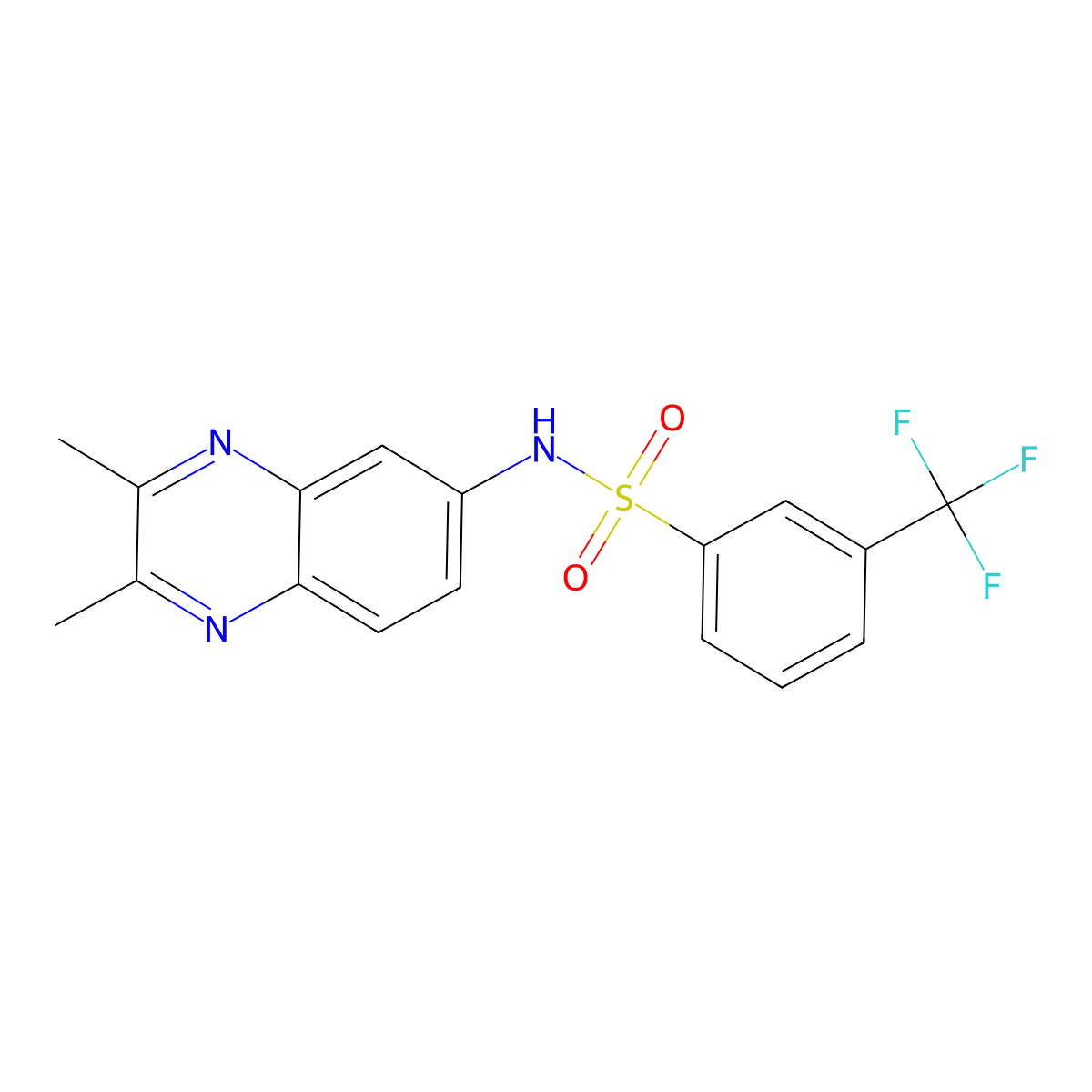 N-(2,3-dimethyl-6-quinoxalinyl)-3-(trifluoromethyl)benzenesulfonamide molecular structure, CAS 672950-09-3