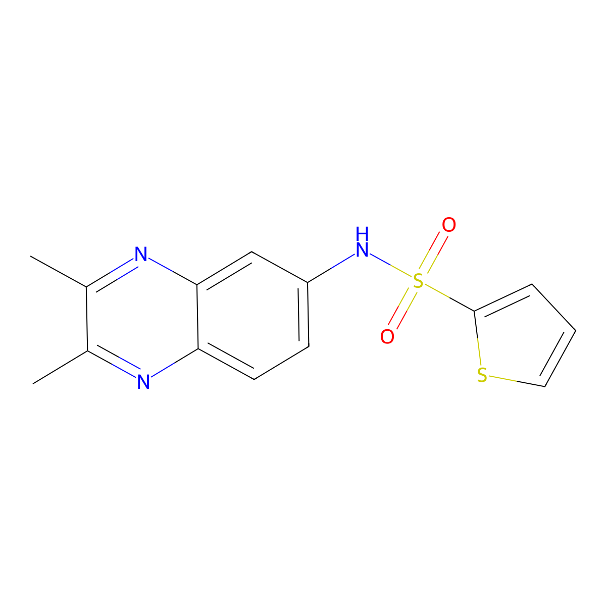 N-(2,3-dimethylquinoxalin-6-yl)thiophene-2-sulfonamide molecular structure, CAS 672950-10-6