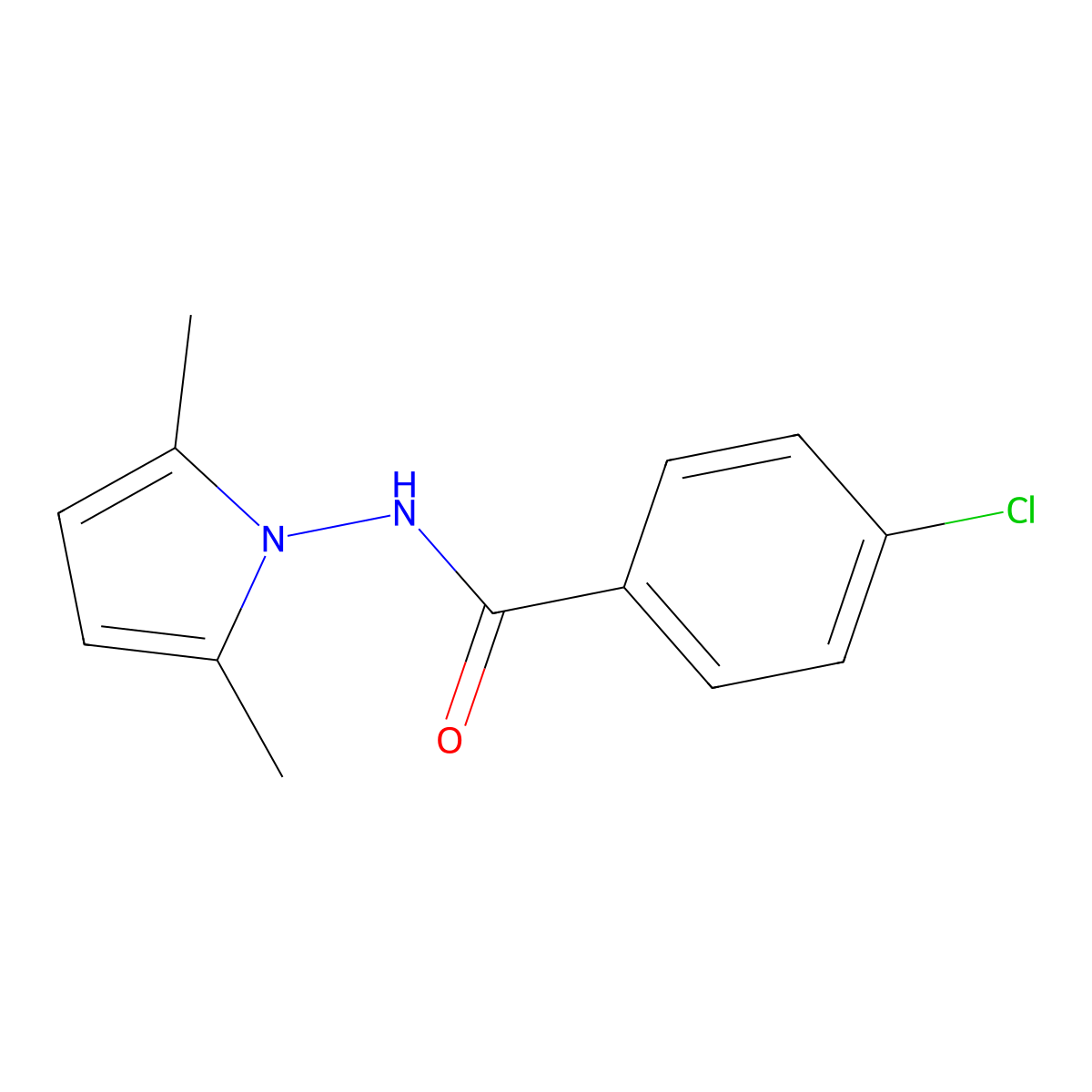 4-chloro-N-(2,5-dimethyl-1H-pyrrol-1-yl)benzenecarboxamide molecular structure, CAS 672950-20-8