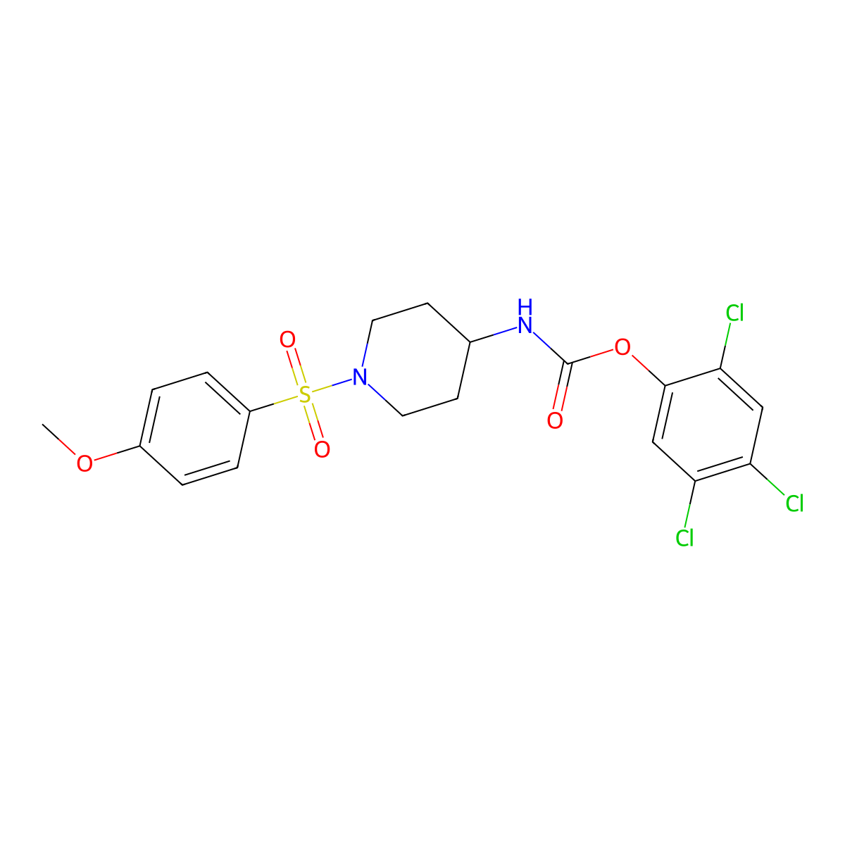 2,4,5-trichlorophenyl N-{1-[(4-methoxyphenyl)sulfonyl]-4-piperidinyl}carbamate molecular structure, CAS 672950-38-8