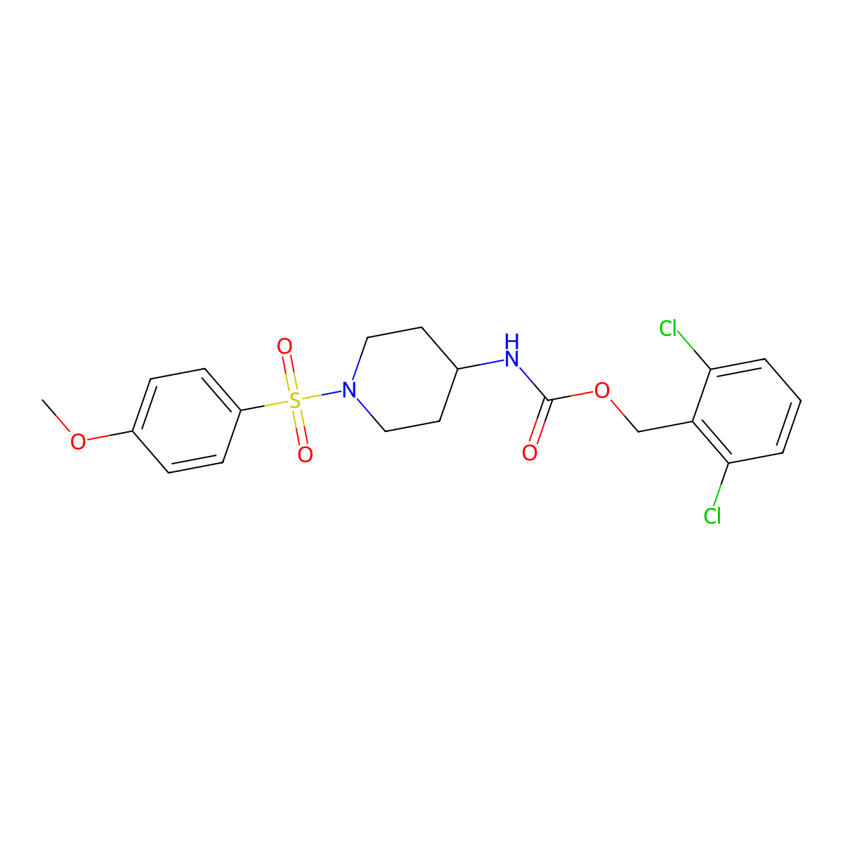 2,6-dichlorobenzyl N-{1-[(4-methoxyphenyl)sulfonyl]-4-piperidinyl}carbamate molecular structure, CAS 672950-40-2