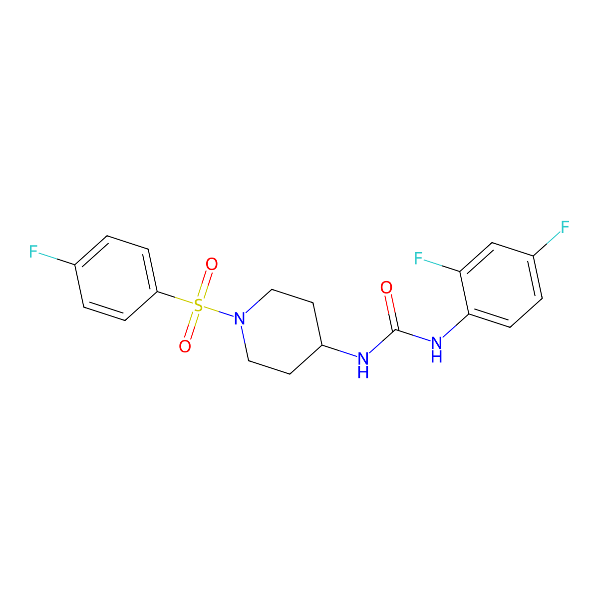 N-(2,4-difluorophenyl)-N'-{1-[(4-fluorophenyl)sulfonyl]-4-piperidinyl}urea molecular structure, CAS 672950-44-6