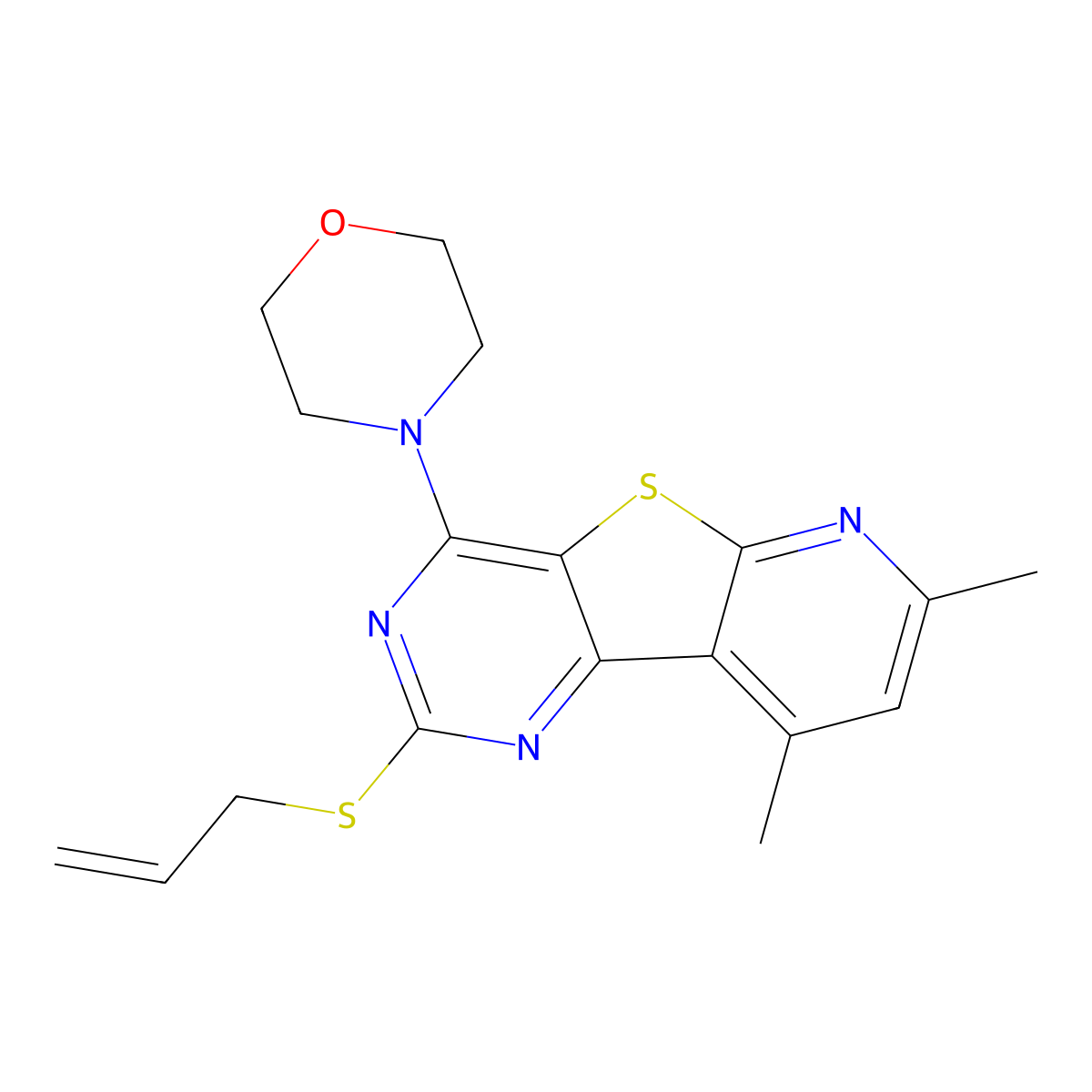 2-(Allylsulfanyl)-7,9-dimethyl-4-morpholinopyrido[3',2':4,5]thieno[3,2-d]pyrimidine molecular structure, CAS 672950-70-8
