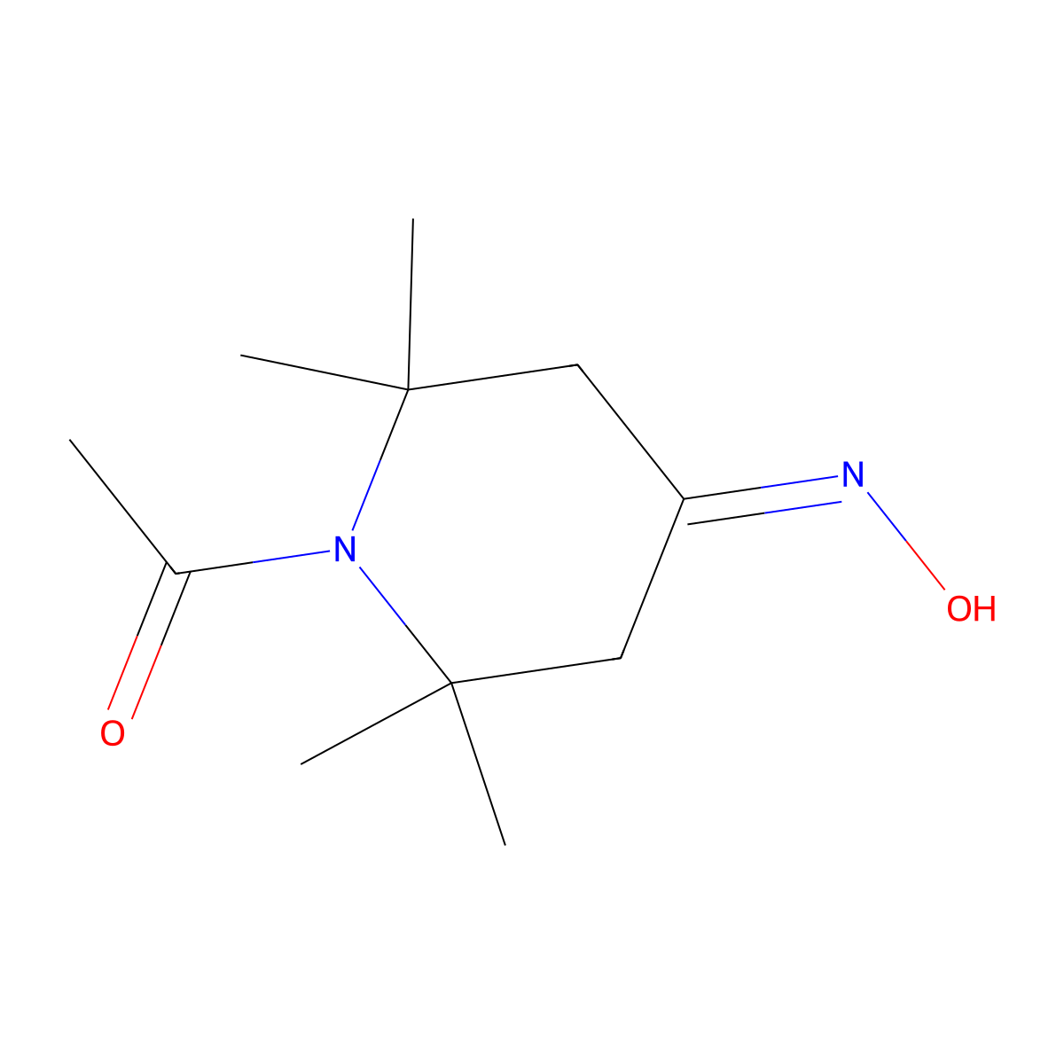 1-acetyl-2,2,6,6-tetramethyltetrahydro-4(1H)-pyridinone oxime molecular structure, CAS 672950-75-3
