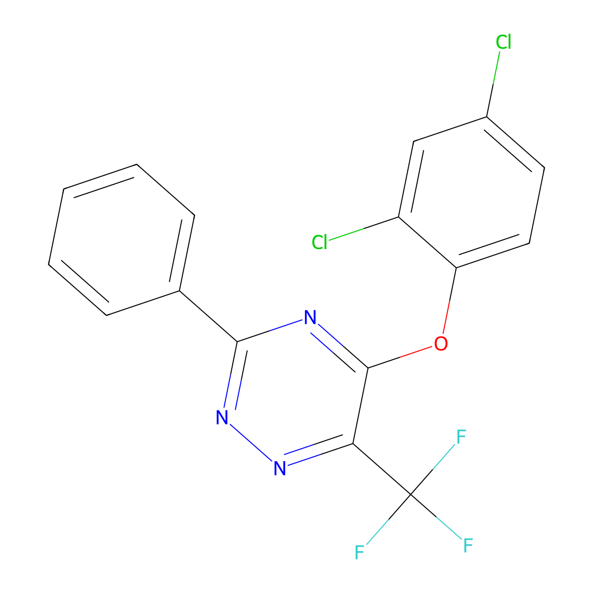 5-(2,4-Dichlorophenoxy)-3-phenyl-6-(trifluoromethyl)-1,2,4-triazine molecular structure, CAS 672950-86-6