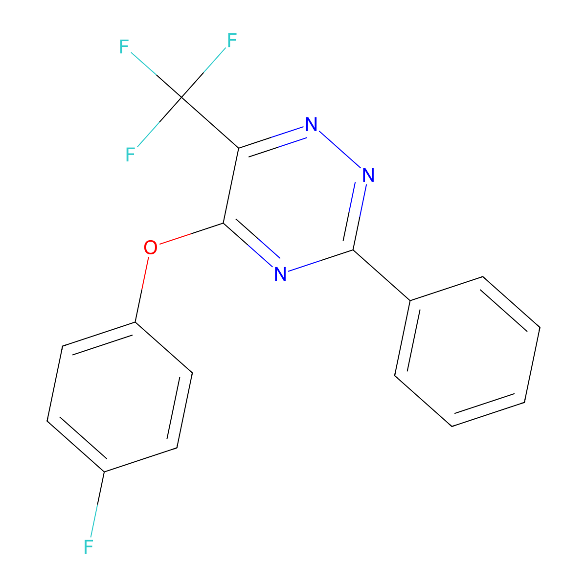 5-(4-Fluorophenoxy)-3-phenyl-6-(trifluoromethyl)-1,2,4-triazine molecular structure, CAS 672950-87-7