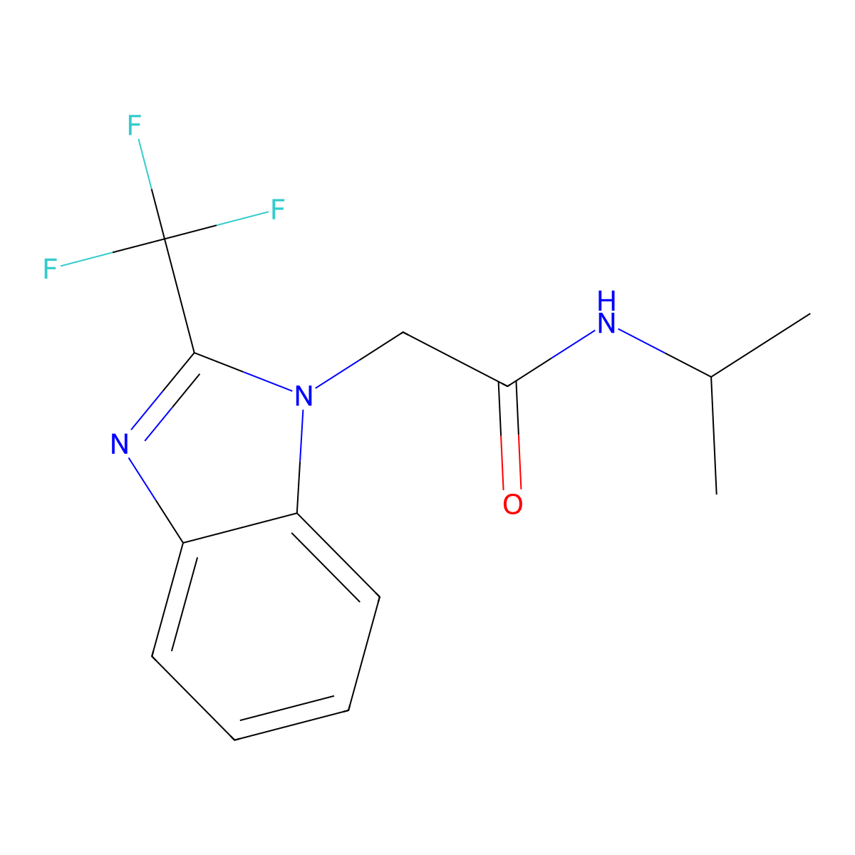 N-isopropyl-2-[2-(trifluoromethyl)-1H-1,3-benzimidazol-1-yl]acetamide molecular structure, CAS 672950-88-8