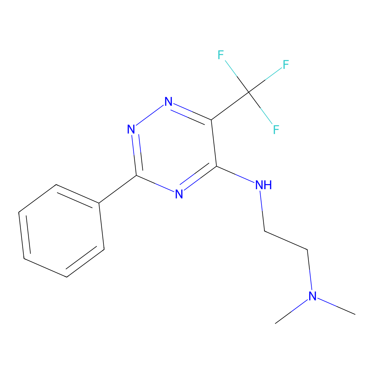 N~1~,N~1~-dimethyl-N~2~-[3-phenyl-6-(trifluoromethyl)-1,2,4-triazin-5-yl]-1,2-ethanediamine molecular structure, CAS 672950-90-2