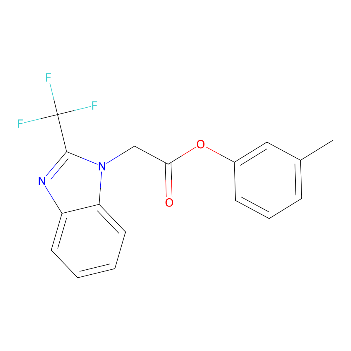 3-methylphenyl 2-[2-(trifluoromethyl)-1H-1,3-benzimidazol-1-yl]acetate molecular structure, CAS 672950-91-3