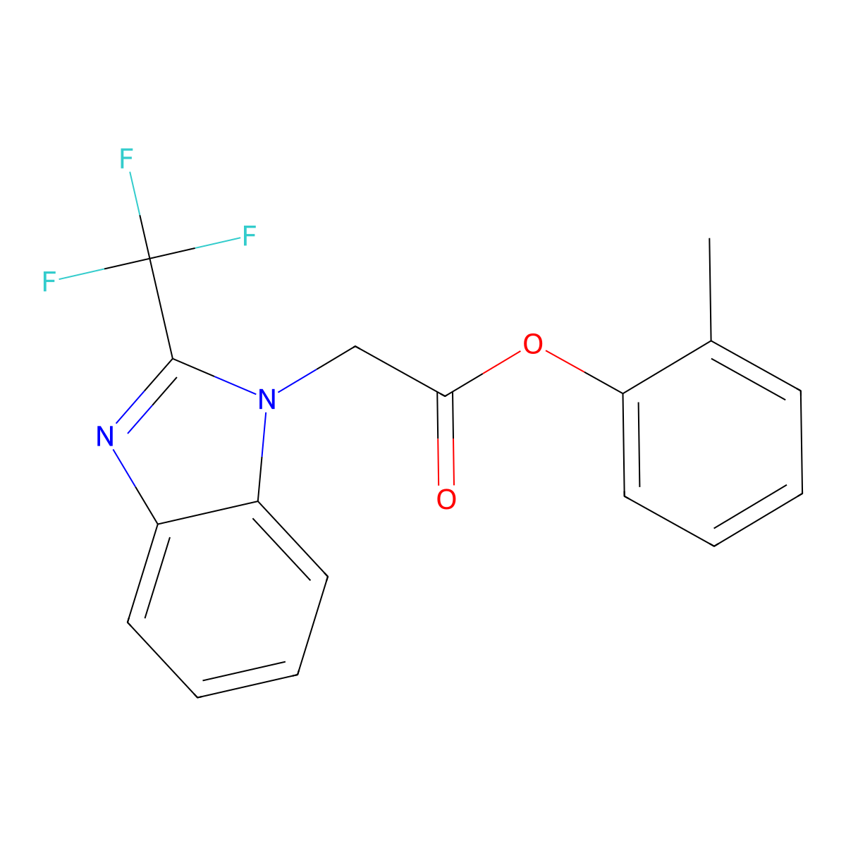 2-methylphenyl 2-[2-(trifluoromethyl)-1H-1,3-benzimidazol-1-yl]acetate molecular structure, CAS 672950-92-4