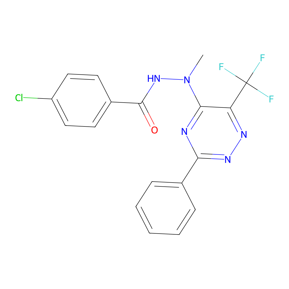 4-chloro-N'-methyl-N'-[3-phenyl-6-(trifluoromethyl)-1,2,4-triazin-5-yl]benzohydrazide molecular structure, CAS 672950-95-7