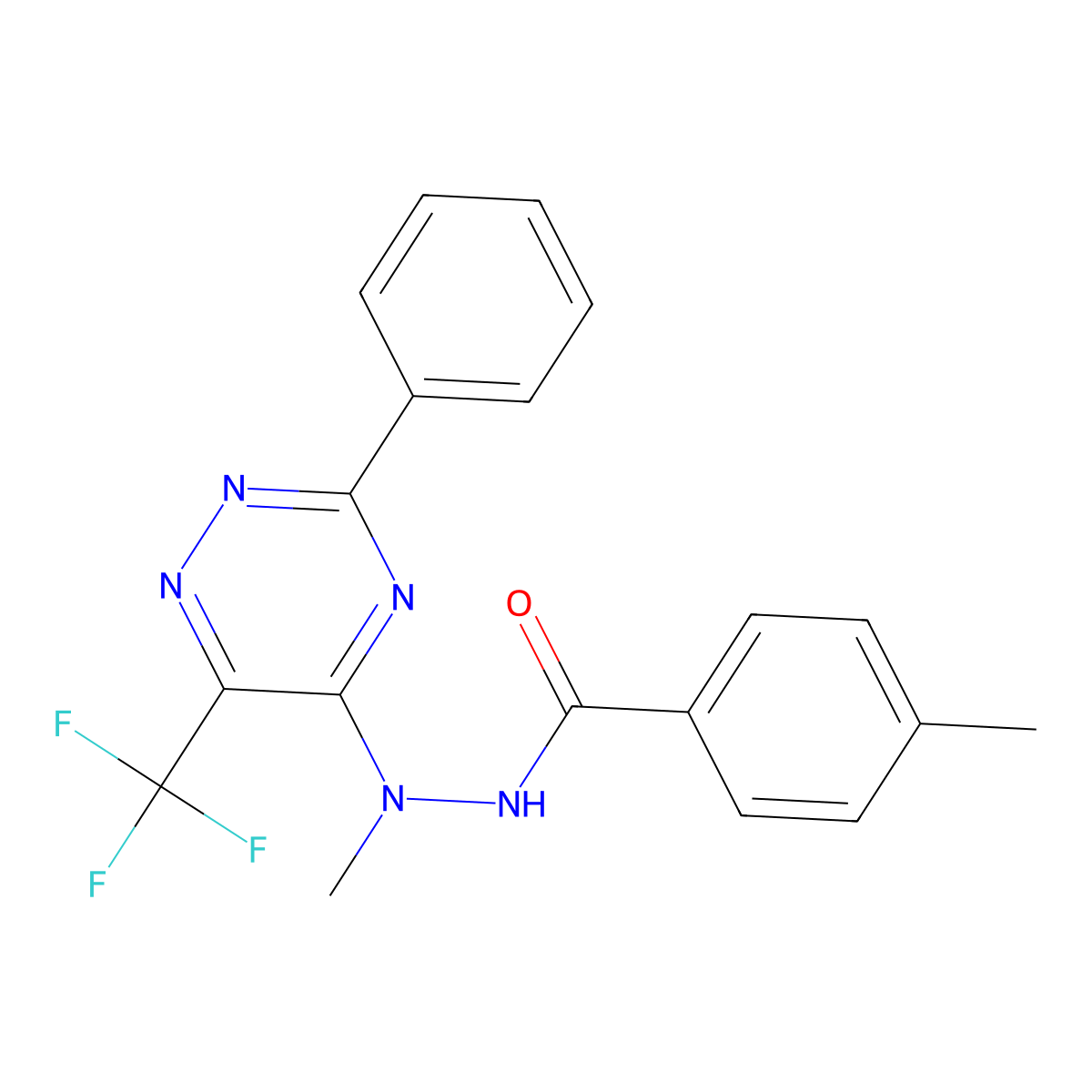 N',4-dimethyl-N'-[3-phenyl-6-(trifluoromethyl)-1,2,4-triazin-5-yl]benzenecarbohydrazide molecular structure, CAS 672950-96-8