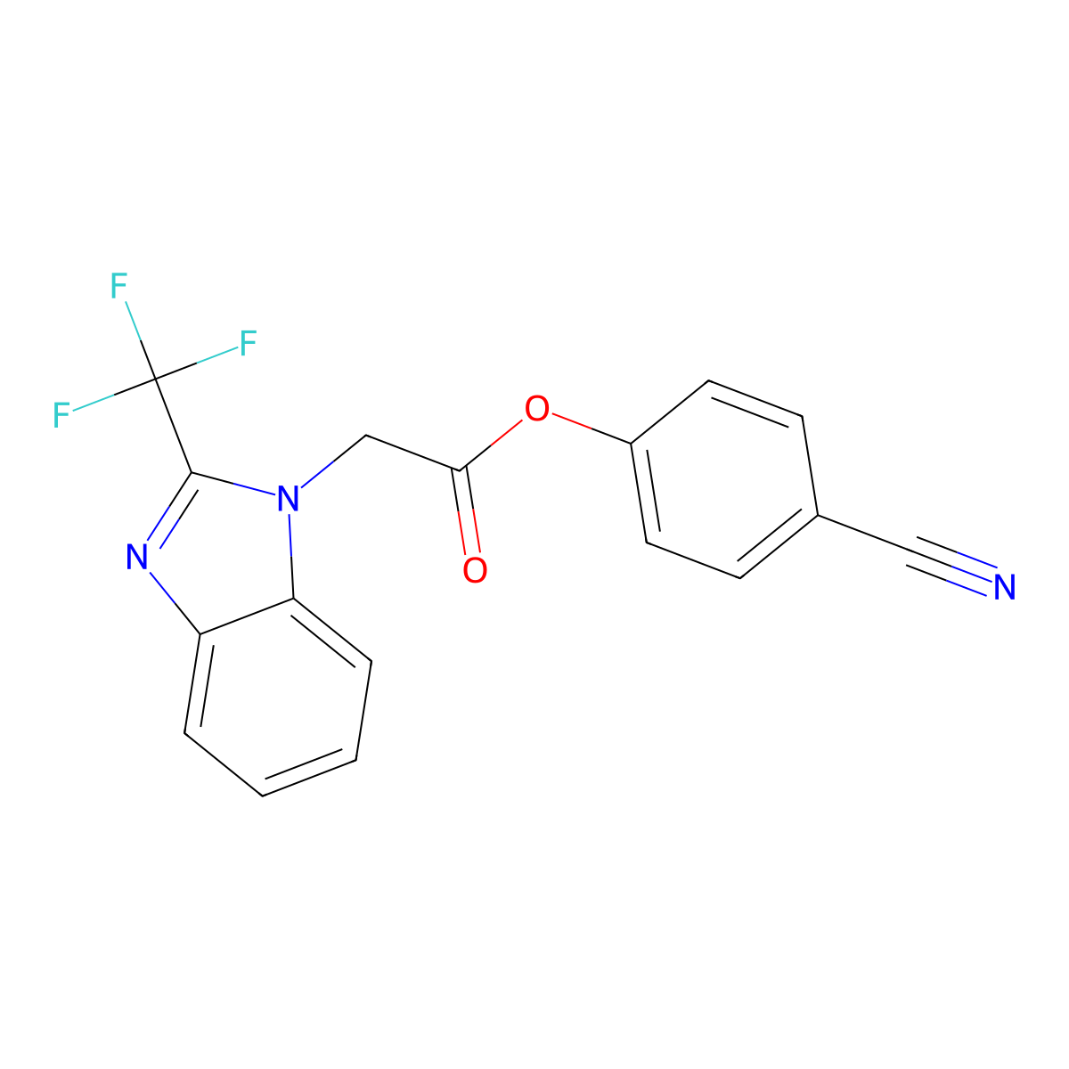 4-cyanophenyl 2-[2-(trifluoromethyl)-1H-1,3-benzimidazol-1-yl]acetate molecular structure, CAS 672950-98-0