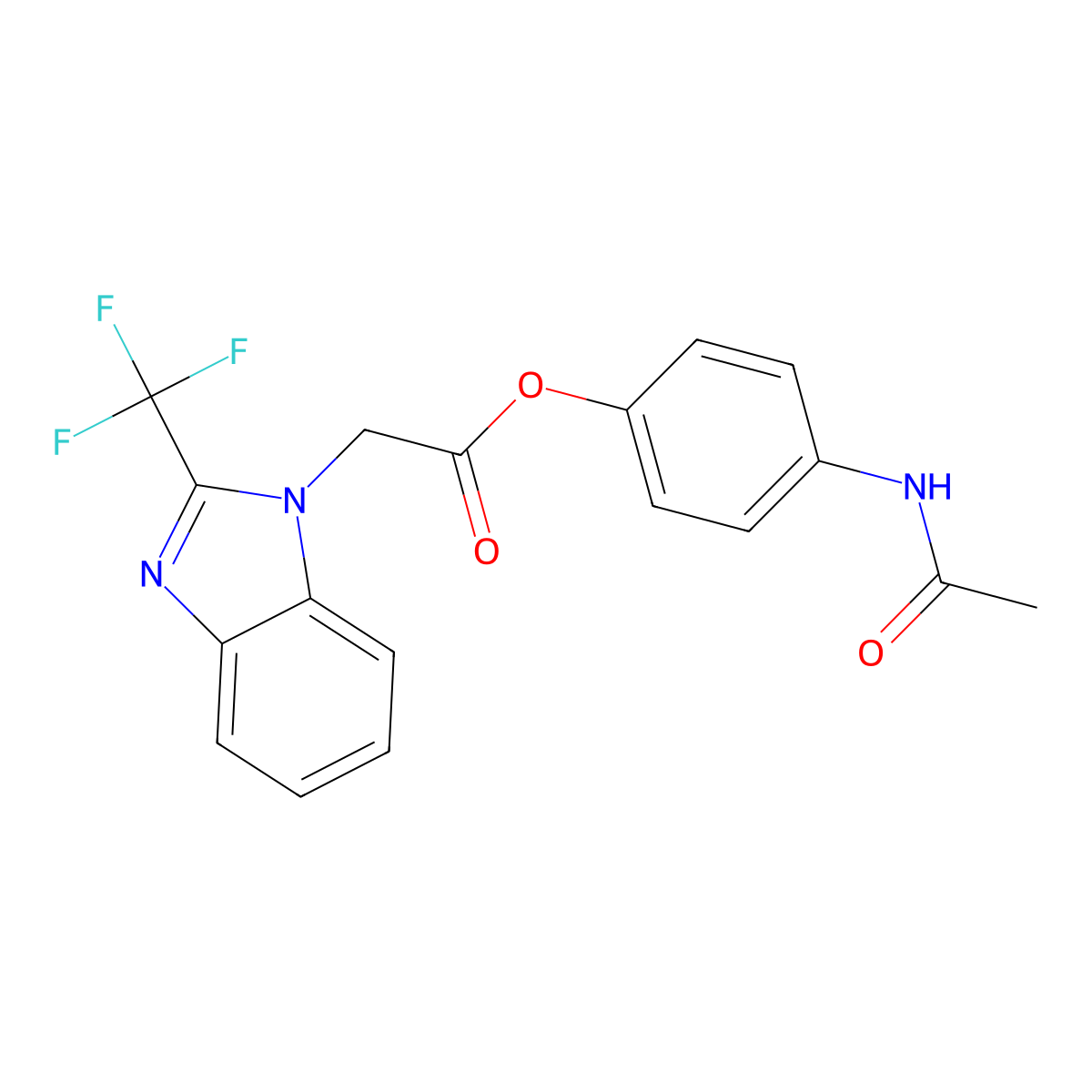 4-(acetylamino)phenyl 2-[2-(trifluoromethyl)-1H-1,3-benzimidazol-1-yl]acetate molecular structure, CAS 672950-99-1