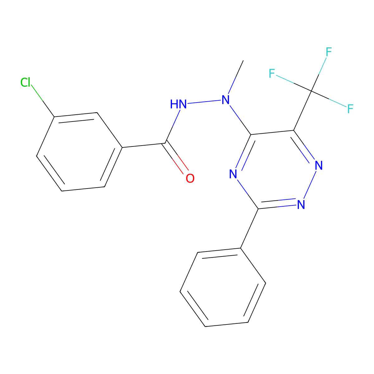 3-chloro-N'-methyl-N'-[3-phenyl-6-(trifluoromethyl)-1,2,4-triazin-5-yl]benzohydrazide molecular structure, CAS 672951-01-8
