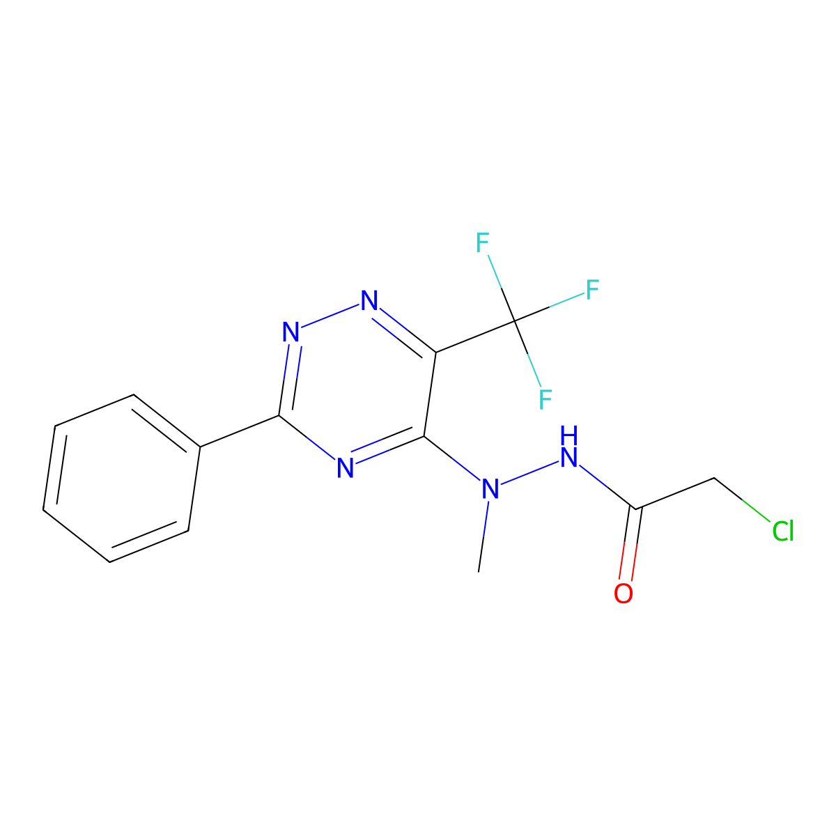 2-chloro-N'-methyl-N'-[3-phenyl-6-(trifluoromethyl)-1,2,4-triazin-5-yl]acetohydrazide molecular structure, CAS 672951-02-9