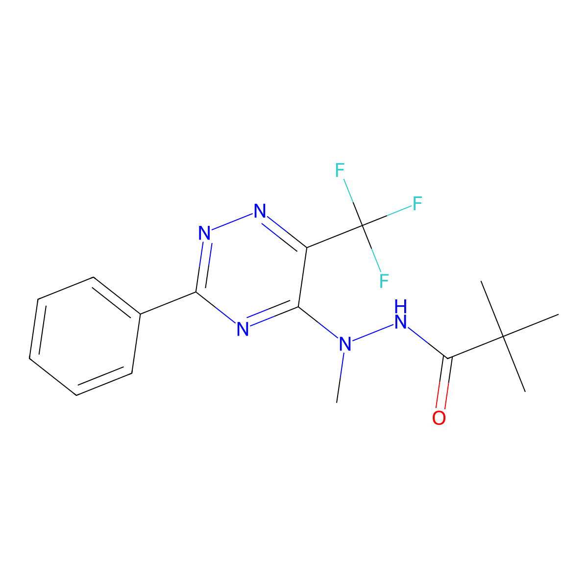 N',2,2-trimethyl-N'-[3-phenyl-6-(trifluoromethyl)-1,2,4-triazin-5-yl]propanohydrazide molecular structure, CAS 672951-04-1
