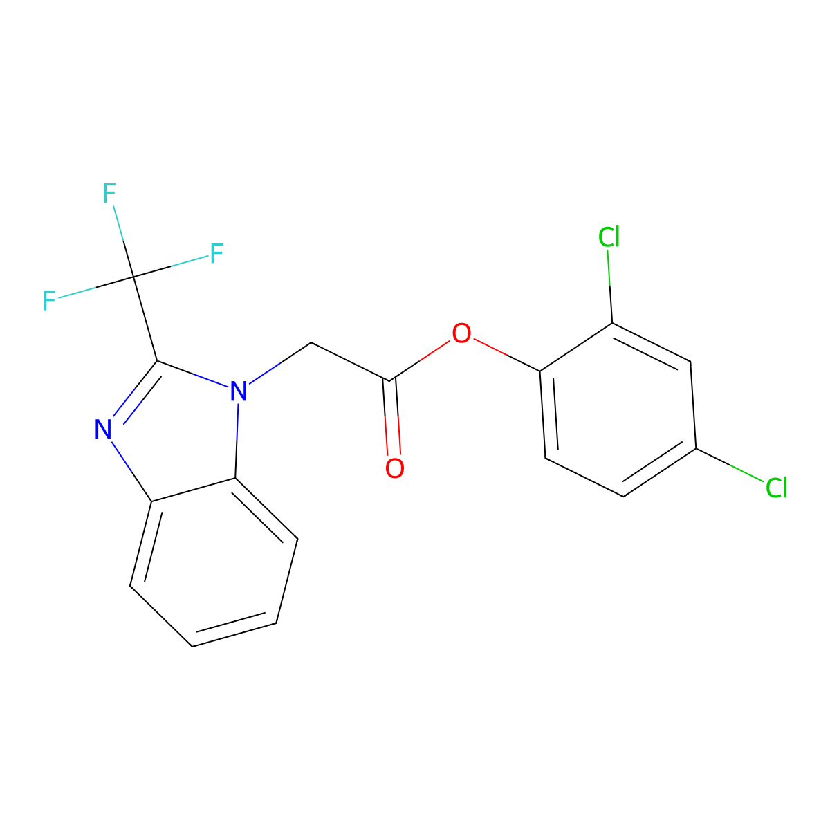 2,4-dichlorophenyl 2-[2-(trifluoromethyl)-1H-1,3-benzimidazol-1-yl]acetate molecular structure, CAS 672951-05-2