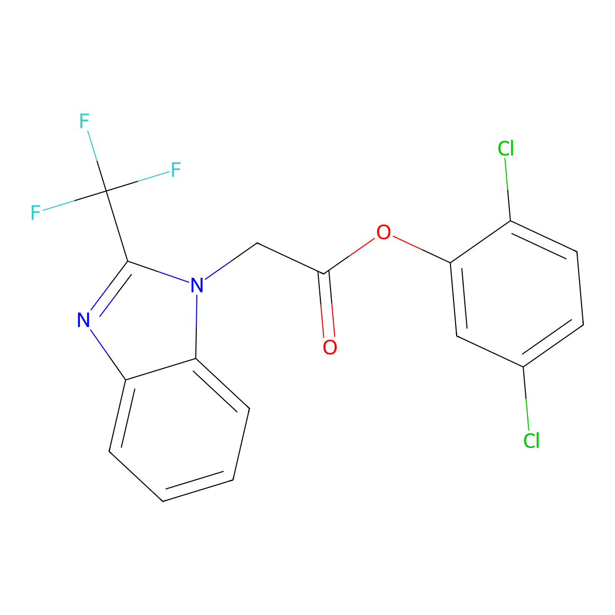 2,5-dichlorophenyl 2-[2-(trifluoromethyl)-1H-1,3-benzimidazol-1-yl]acetate molecular structure, CAS 672951-06-3