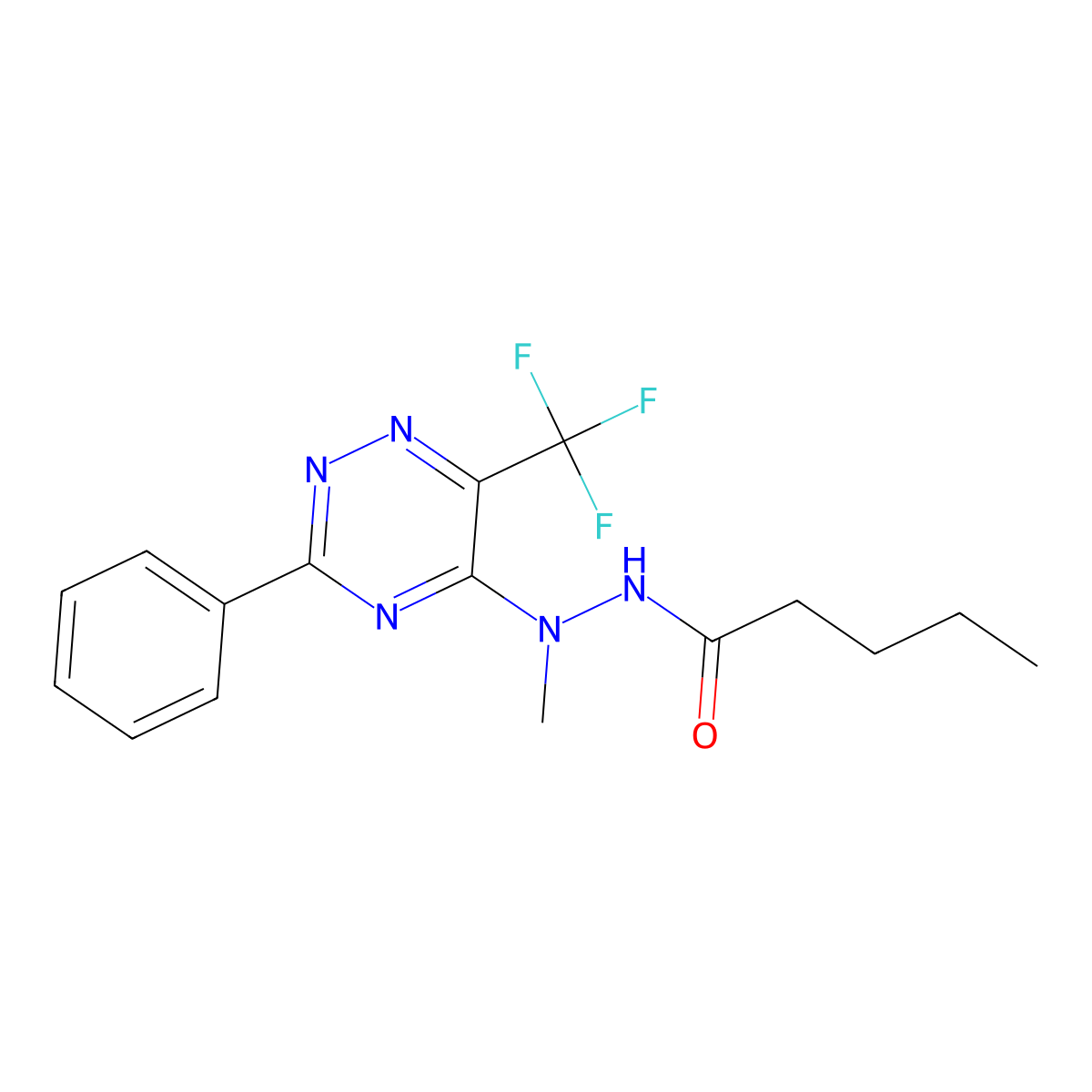 N'-methyl-N'-[3-phenyl-6-(trifluoromethyl)-1,2,4-triazin-5-yl]pentanohydrazide molecular structure, CAS 672951-07-4